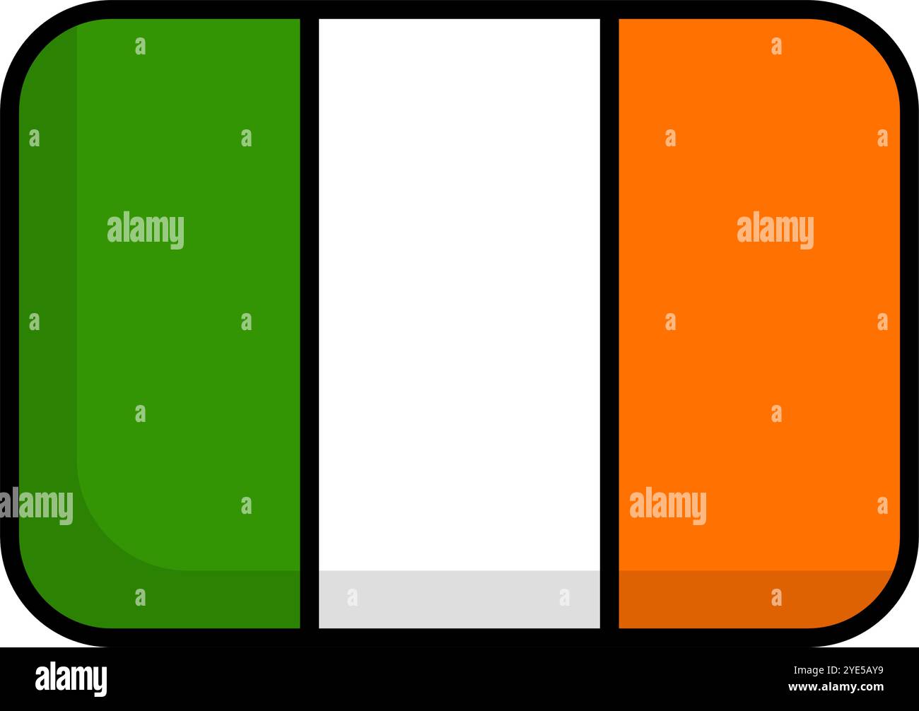 Icona bandiera irlandese dal design piatto. Bandiera dell'Irlanda. Vettore modificabile. Illustrazione Vettoriale