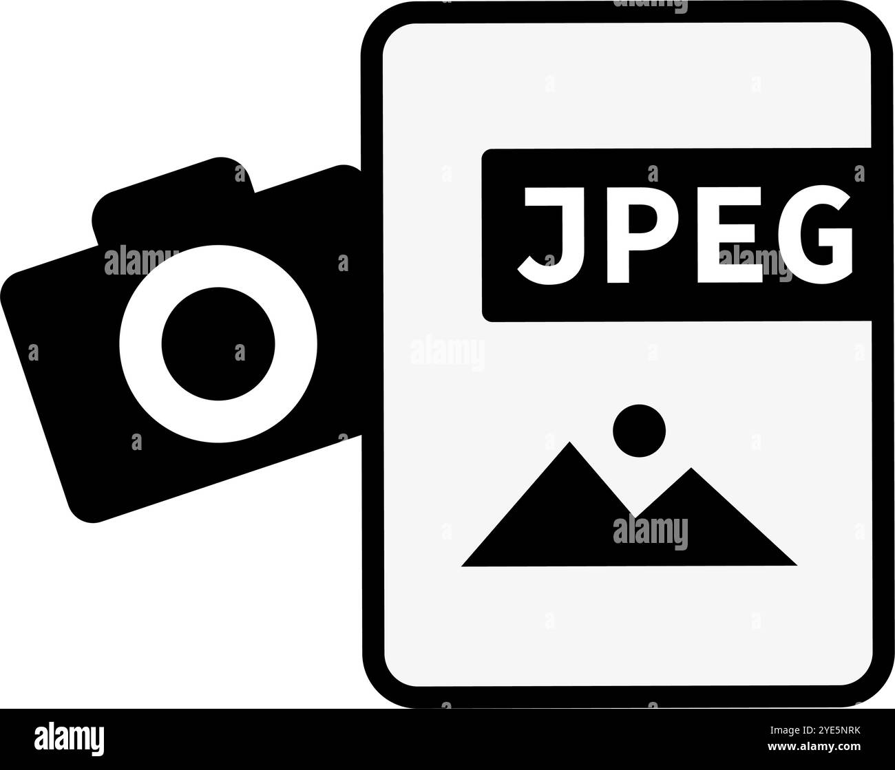 Icona fotocamera e file JPEG. Vettore modificabile. Illustrazione Vettoriale