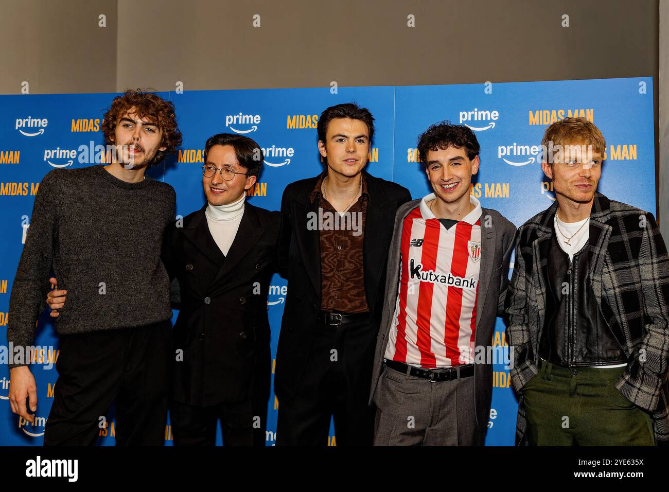 29 ottobre 2024: LEO HARVEY-ELLEDGE (George Harrison) JONAH LEES (John Lennon) BLAKE RICHARDSON (Paul McCartney) CAMPBELL WALLACE (Ringo Starr) e CHARLEY PALMER - ROTHWELL ( George Martin) alla premiere del film Amazon prime Midas Man, al The FACT Cinema , Liverpool, UK - un biopic sulla vita e la carriera del manager del Beatlesâ€™ Brian Epstein. (Credit Image: © Andy Von Pip/ZUMA Press Wire) SOLO PER USO EDITORIALE! Non per USO commerciale! Foto Stock