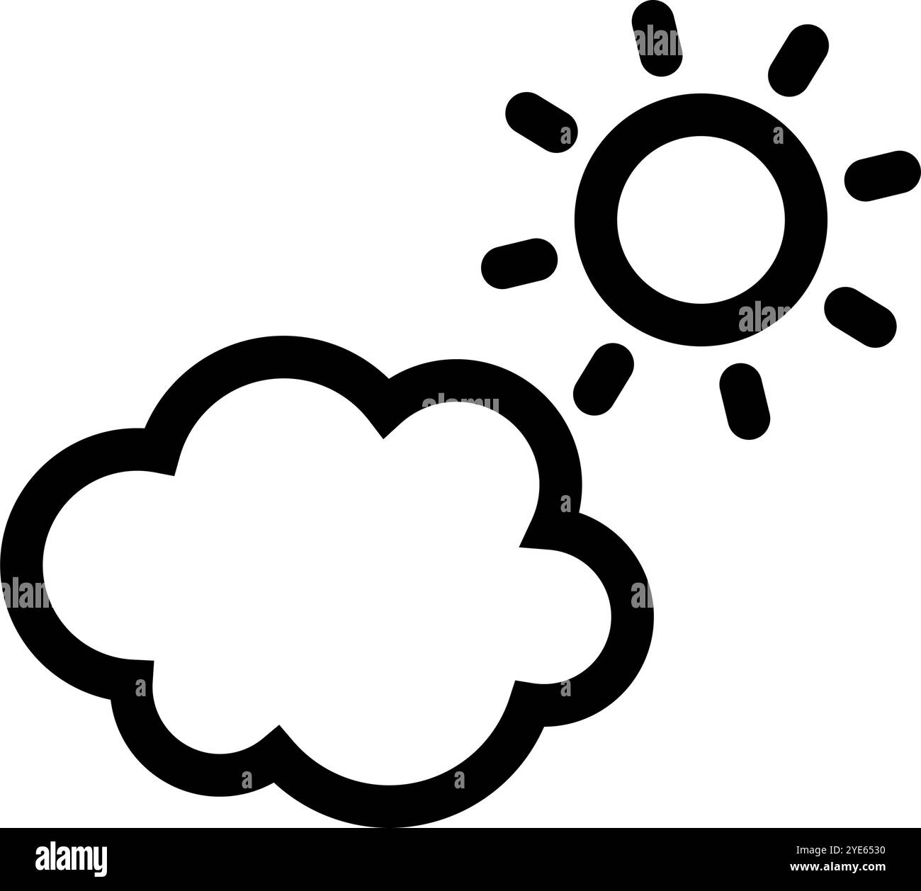 Semplice icona del sole e del cloud. Meteo. Vettore modificabile. Illustrazione Vettoriale