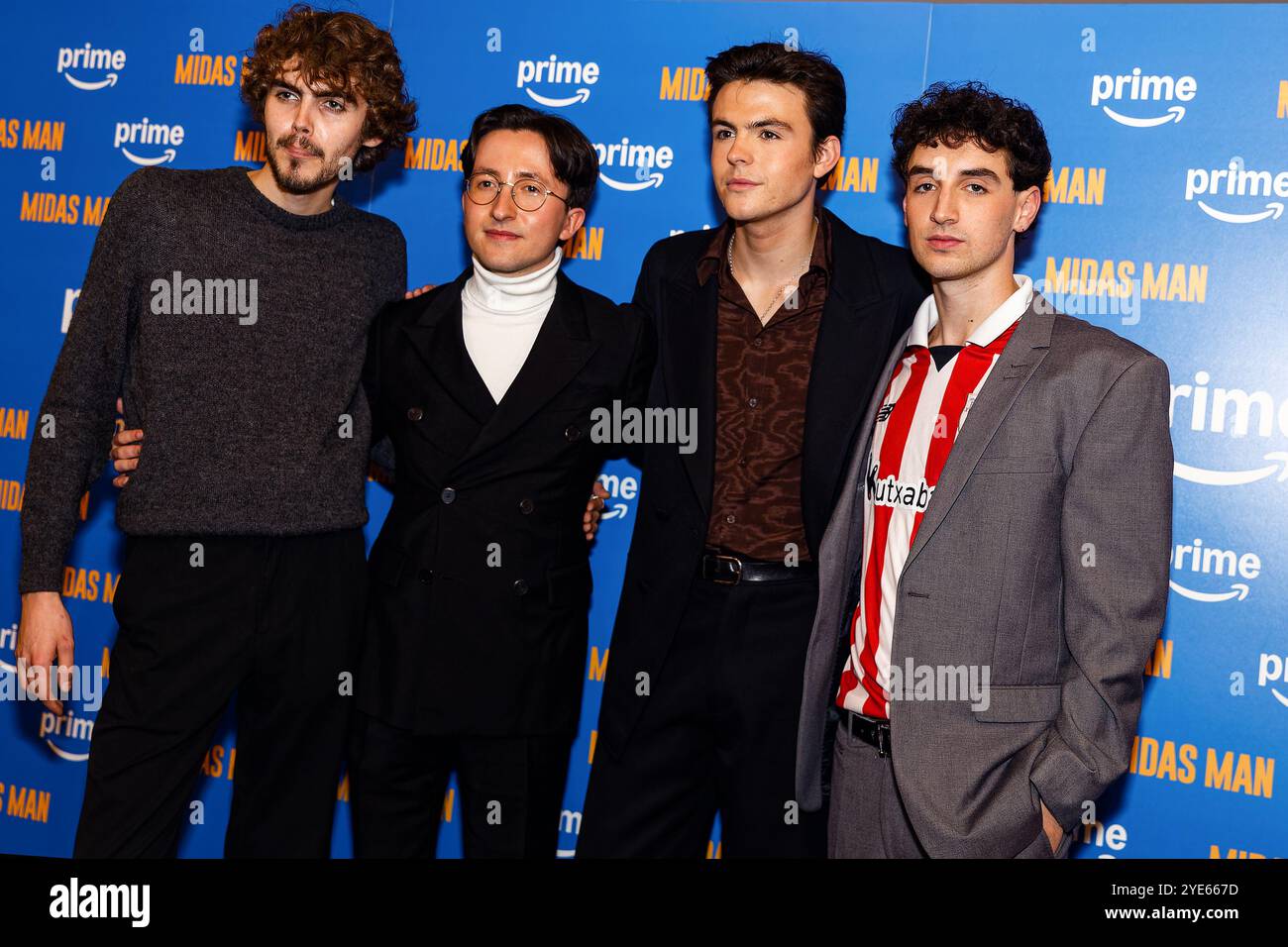 29 ottobre 2024, Liverpool, regno unito: LEO HARVEY-ELLEDGE (George Harrison) JONAH LEES (John Lennon) BLAKE RICHARDSON (Paul McCartney) e CAMPBELL WALLACE (Ringo Starr) alla premiere del film Amazon prime Midas Man, al The FACT Cinema , Liverpool, UK - un biopic sulla vita e la carriera del manager del Beatlesâ€™ Brian Epstein. (Credit Image: © Andy Von Pip/ZUMA Press Wire) SOLO PER USO EDITORIALE! Non per USO commerciale! Foto Stock