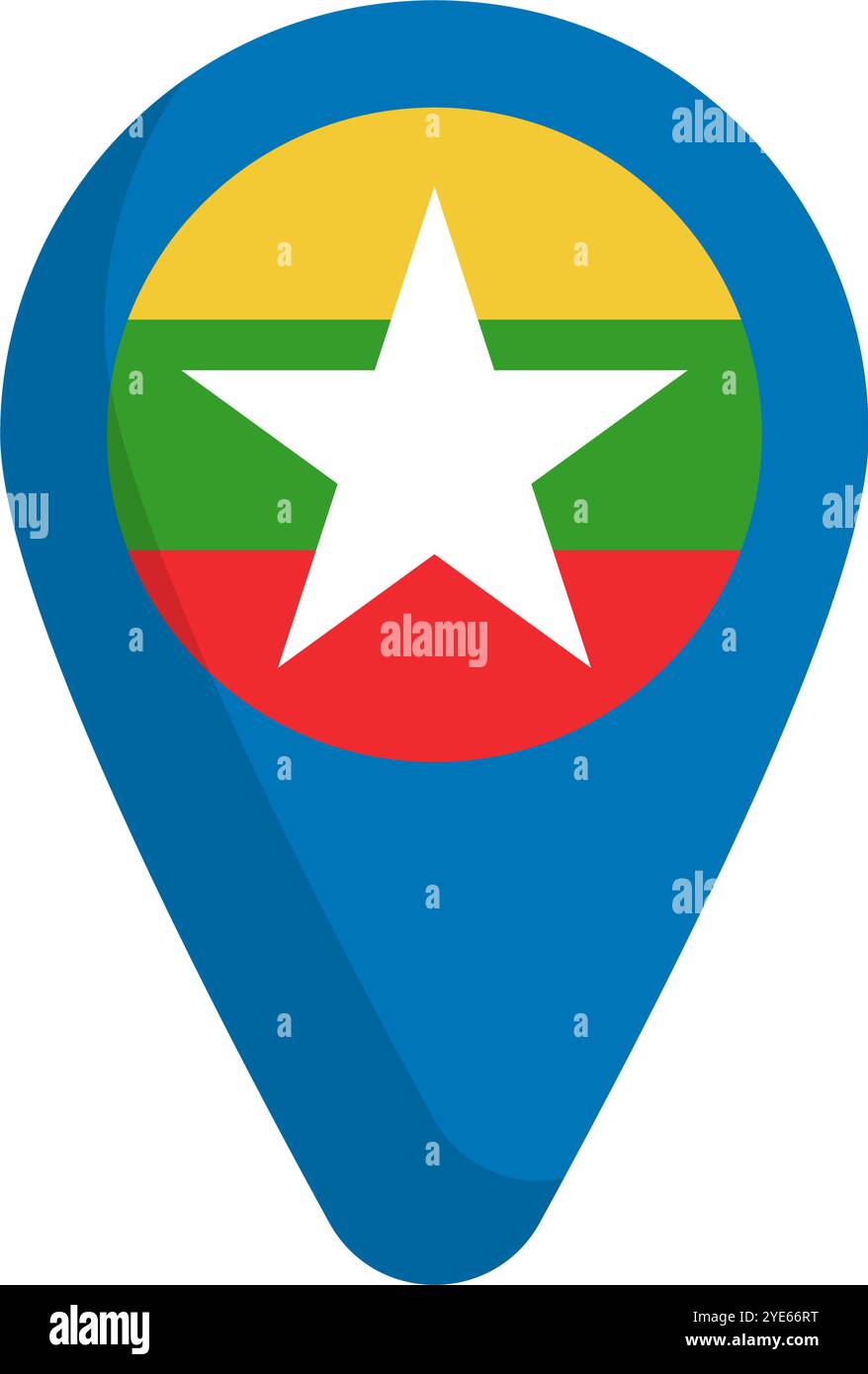 Icona a forma di spilla della mappa della bandiera del Myanmar. Vettore modificabile. Illustrazione Vettoriale