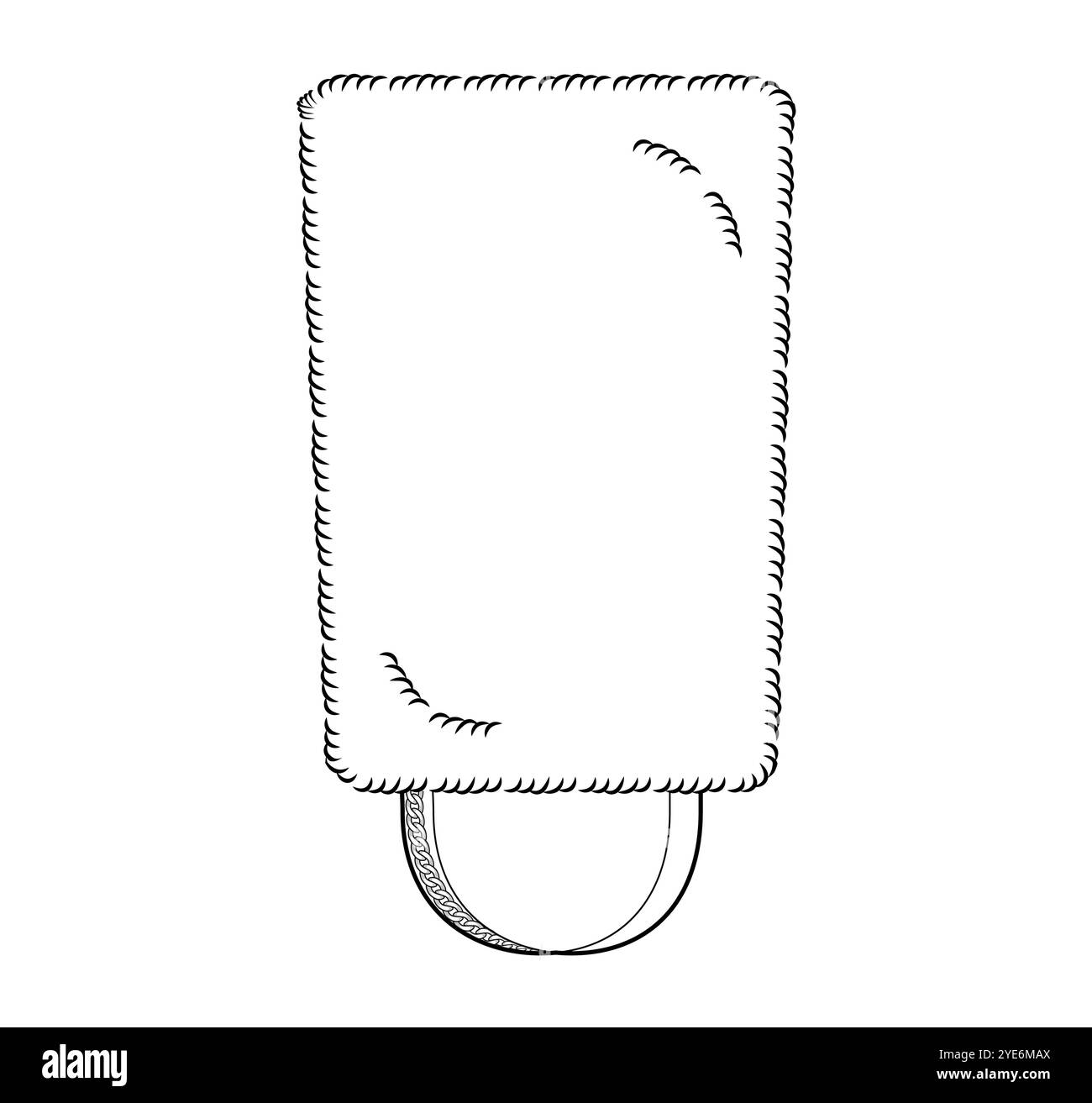 Cappello in pelle di orso con tracolla a catena. Illustrazione tecnica dell'abbigliamento per cappellino accessorio Summer Head Fashion. Copricapo vettoriale per uomo, donna, stile unisex, modello piatto CAD mockup contorno di schizzo isolato Illustrazione Vettoriale