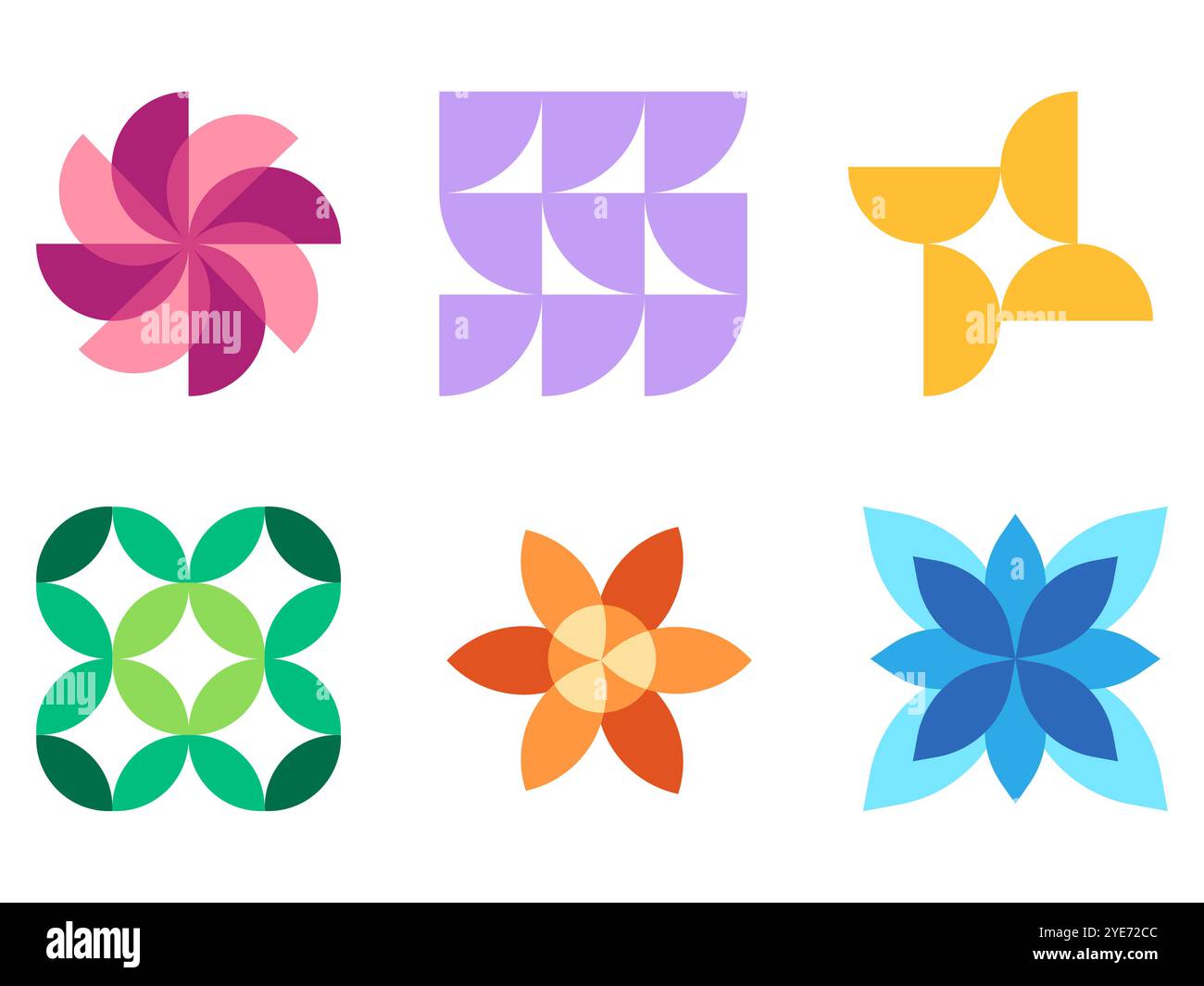 Forme geometriche colorate simmetria geometria astratta elementi geometrici ornamenti collezione design set icona decorazione Illustrazione Vettoriale