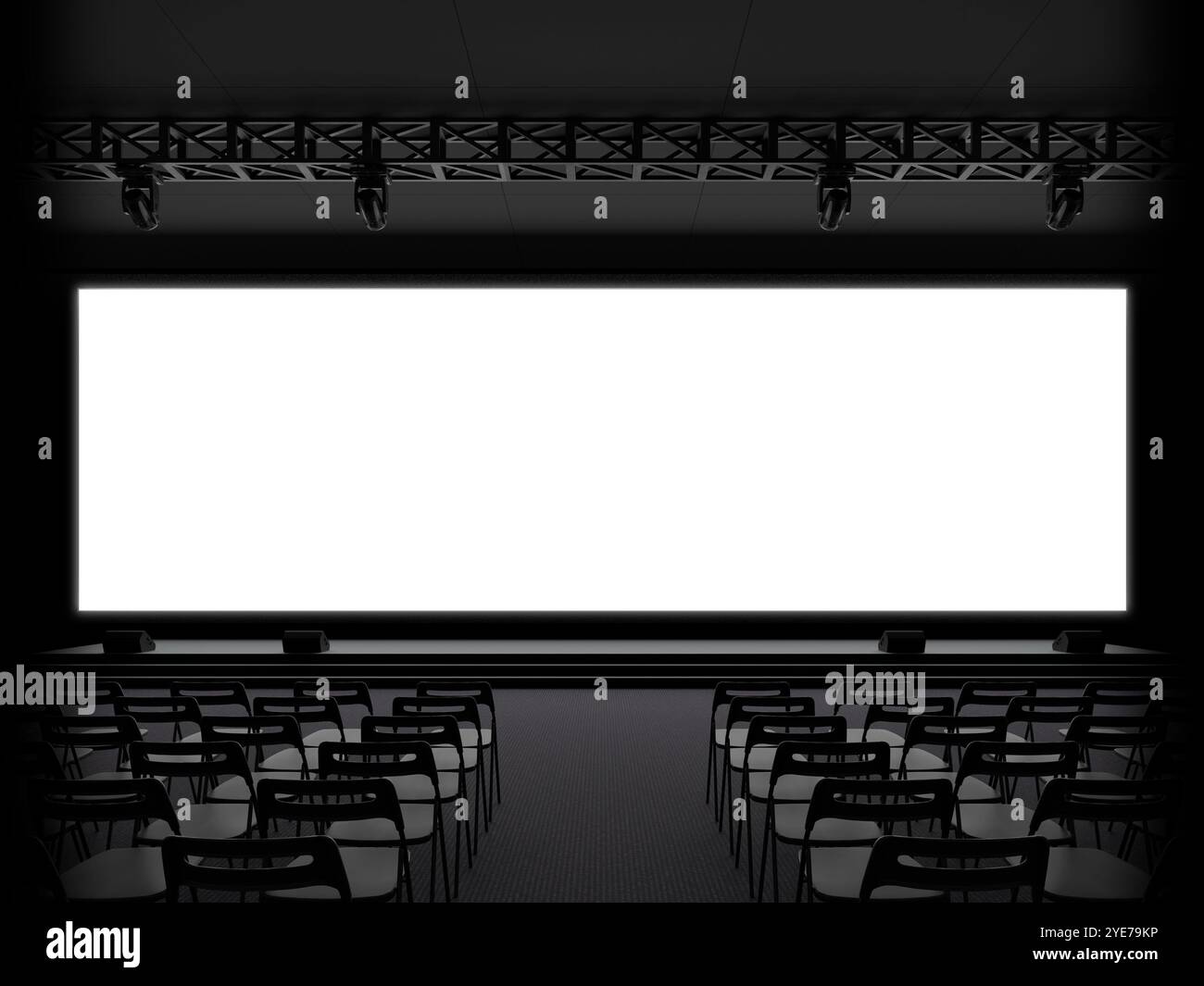 Presentazione realistica del White Screen sala conferenze Mockup 3D Render Foto Stock