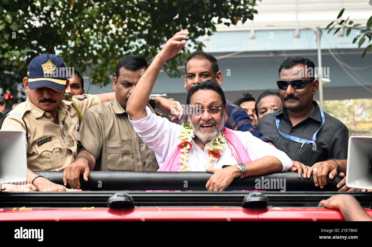 Mumbai, India. 29 ottobre 2024. MUMBAI, INDIA - OTTOBRE 29: Nawab Malik presentò la sua nomina come candidato indipendente per il collegio elettorale di Shivaji Nagar-Mankhurd il 29 ottobre 2024 a Mumbai, India. (Foto di Raju Shinde/Hindustan Times/Sipa USA) credito: SIPA USA/Alamy Live News Foto Stock