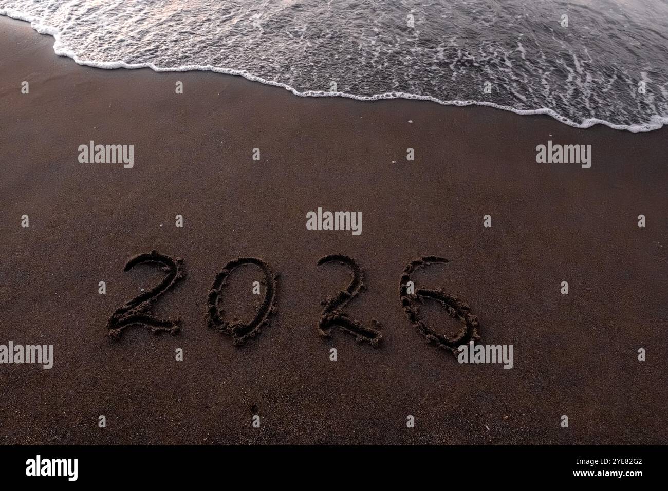 Iscrizione di Natale 2005 sulla spiaggia estiva Foto Stock