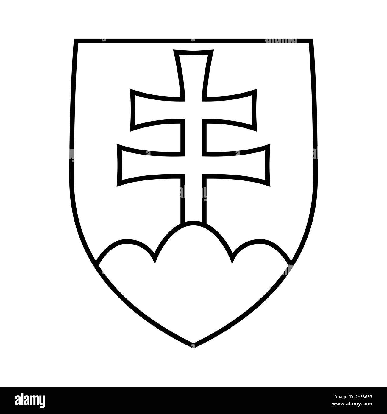 Emblema nazionale della Slovacchia stemma bianco e nero utilizzato nel passaporto Illustrazione Vettoriale