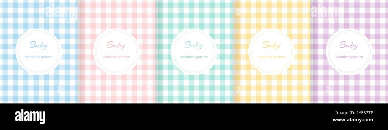 Simpatico motivo a quadri per il tuo bambino. Ripetizione dello sfondo dei bambini. Ragazze e ragazzi disegnano per le stampe. Consistenza semplice ripetuta. Ripeti il cartone animato bambino. Blu Illustrazione Vettoriale