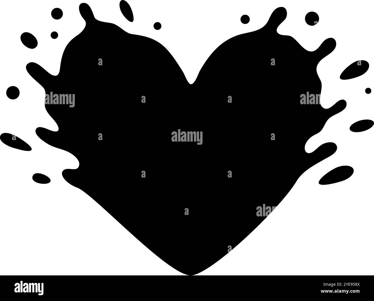 L'inchiostro nero sta spruzzando, formando una forma di cuore, simboleggiando l'amore, la passione e l'arte. Questa straordinaria immagine è perfetta per progetti legati al romanticismo, cre Illustrazione Vettoriale
