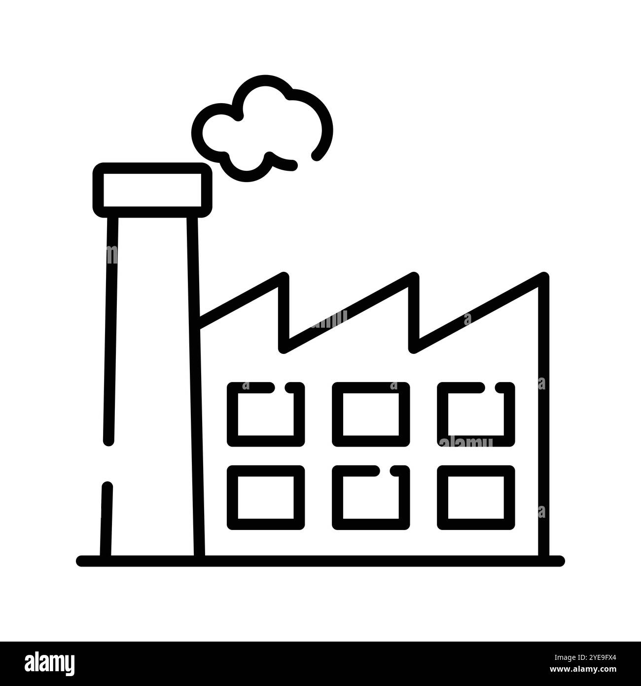 Stabilimento di produzione, edificio con camino che mostra l'icona concettuale della centrale elettrica o del vettore industriale Illustrazione Vettoriale