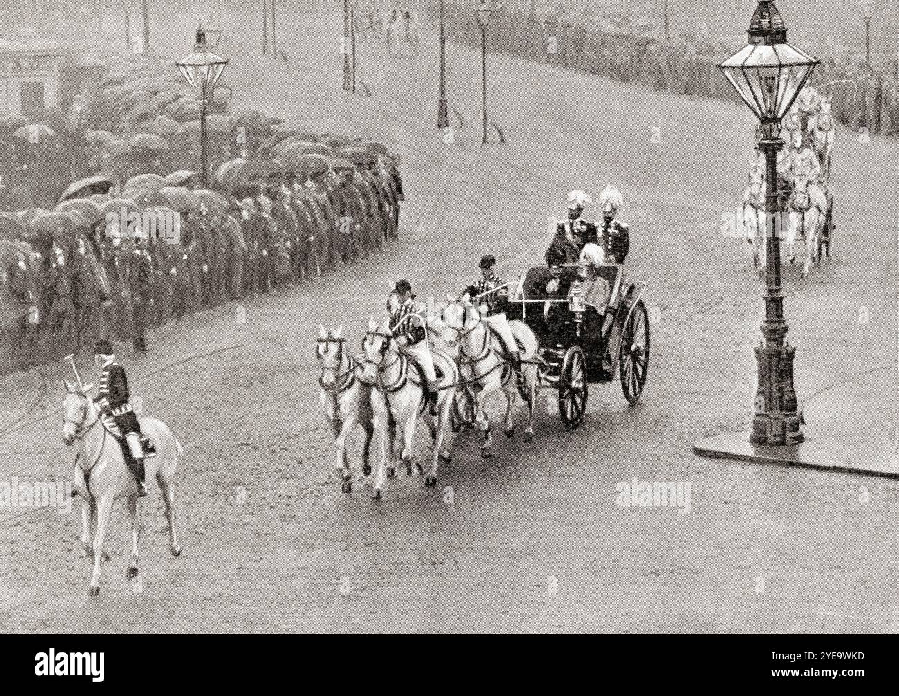 L'incontro degli imperatori a Vienna, 1897. Guglielmo II, 1859 – 1941. Ultimo imperatore tedesco e re di Prussia , 1888 - 1918. Francesco Giuseppe i o Francesco Giuseppe i, 1830 – 1916. Imperatore d'Austria e re d'Ungheria. Dal giornale Graphic Illustrated Weekly, pubblicato nel 1897. Foto Stock