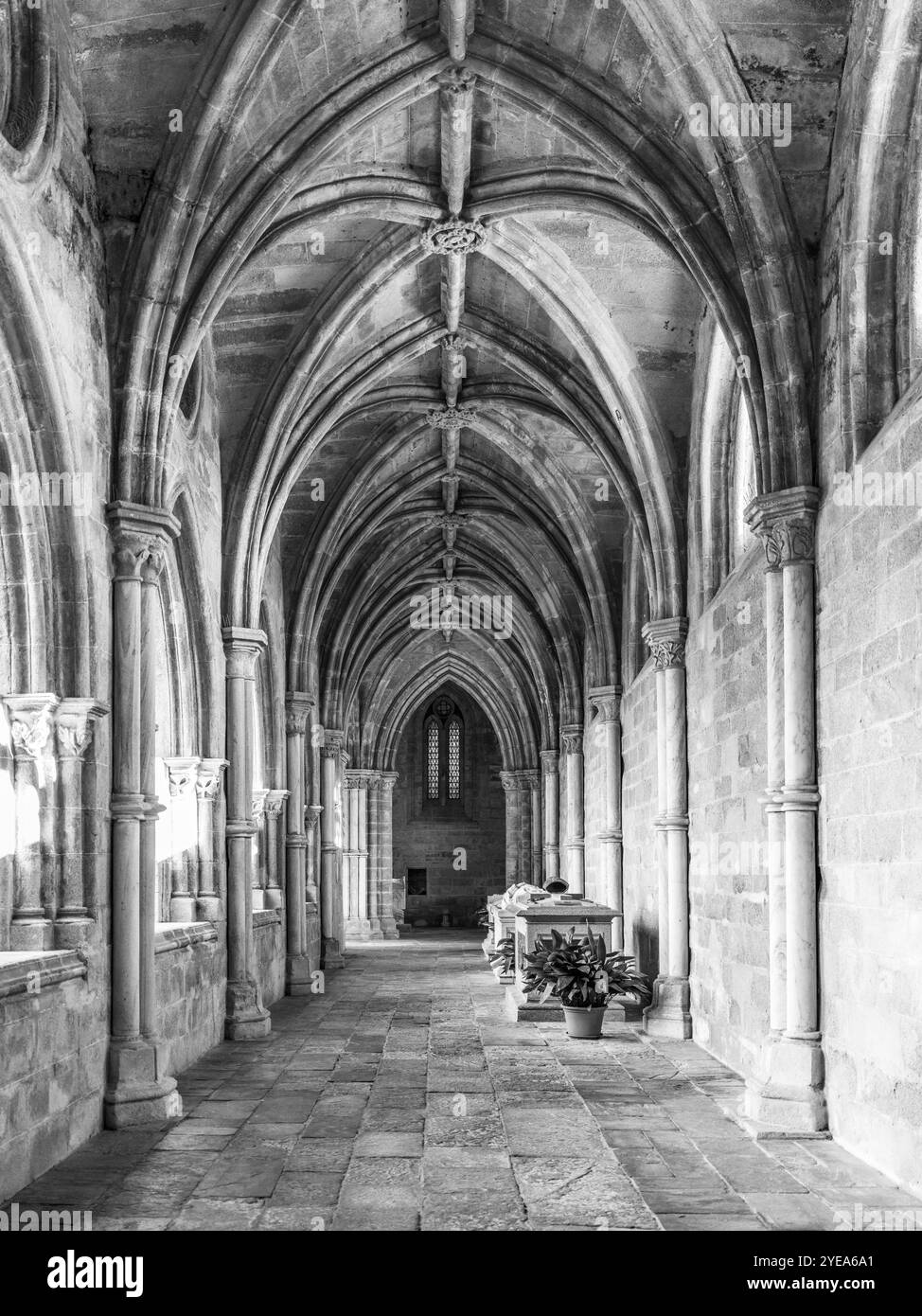 Splendido interno di un corridoio nella storica cattedrale di Evora in Portogallo; Evora, Evora, Portogallo Foto Stock