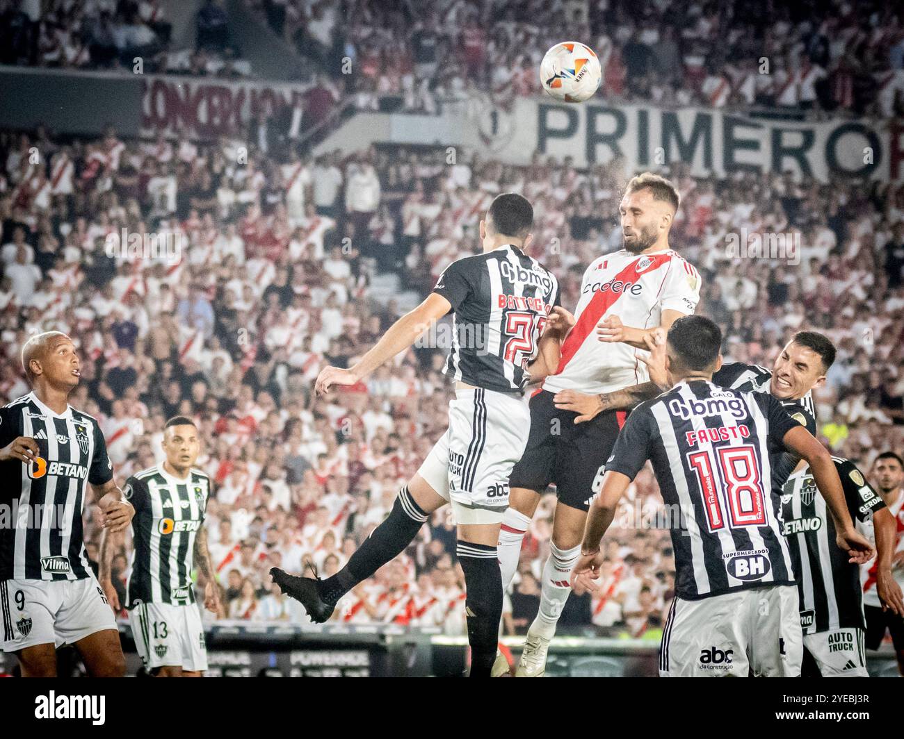 River Plate vs Atletico Mineiro, Mas Monumental Stadium, Buenos aires, Argentina. 29 ottobre 2024. Copa CONMEBOL Libertadores, semifinale. Credit Facundo Morales / Alamy Live News. SOLO PER USO EDITORIALE Foto Stock