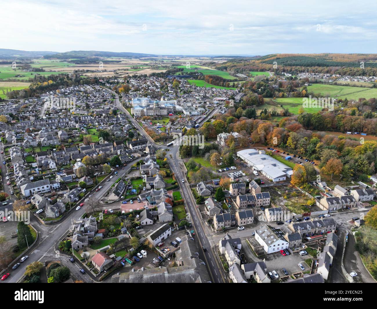 Vista aerea con drone di Elgin Moray Scozia Foto Stock