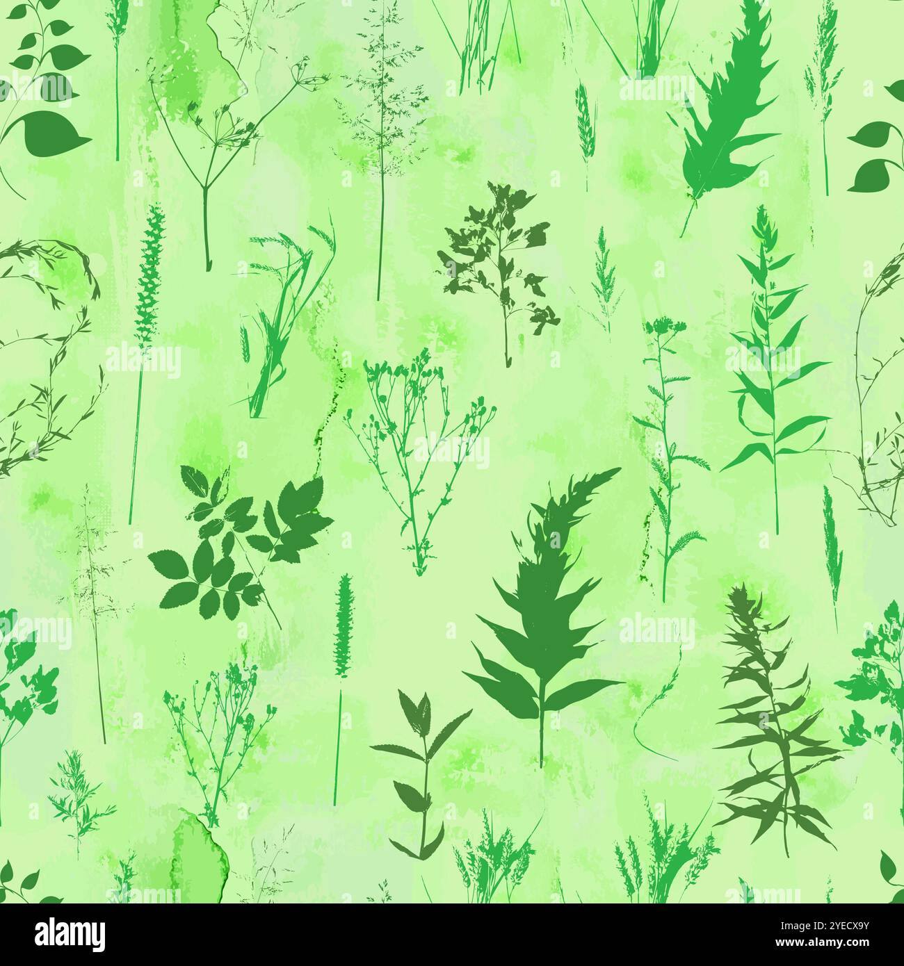 Sfondo verde senza cuciture con erba. disegno a mano. Non ai, illustrazione vettoriale Illustrazione Vettoriale