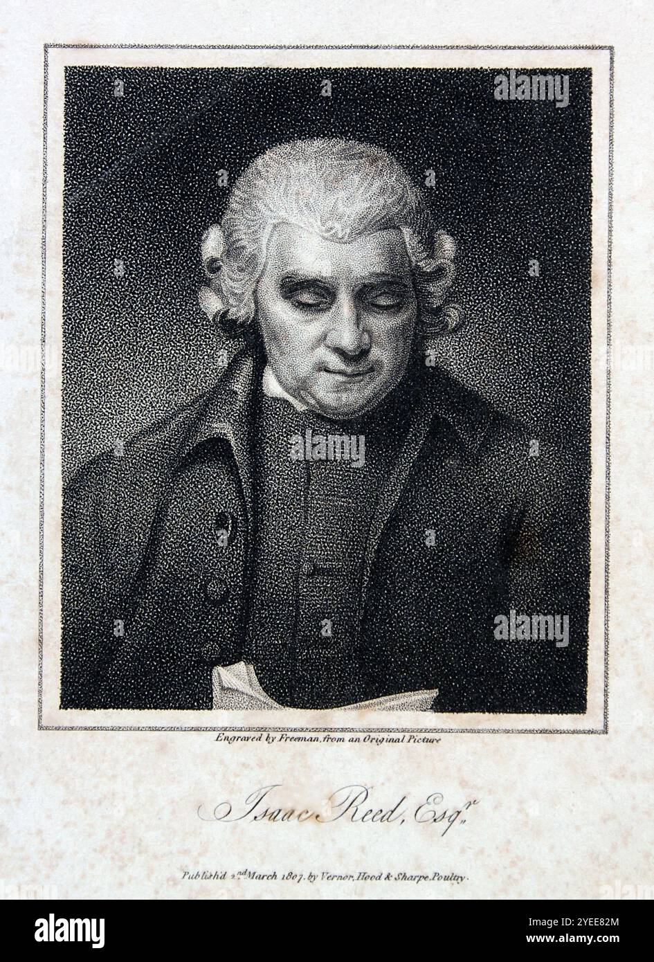 Ritratto di Isaac Reed (1742-1807), editore shakespeariano. Foto Stock