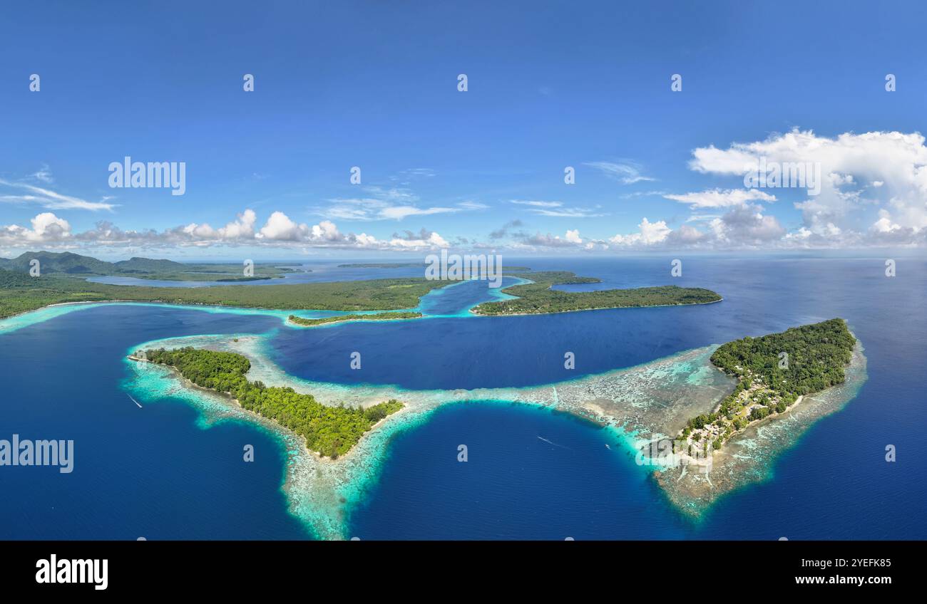 Vista aerea delle Isole Russell e delle Isole Salomone Foto Stock