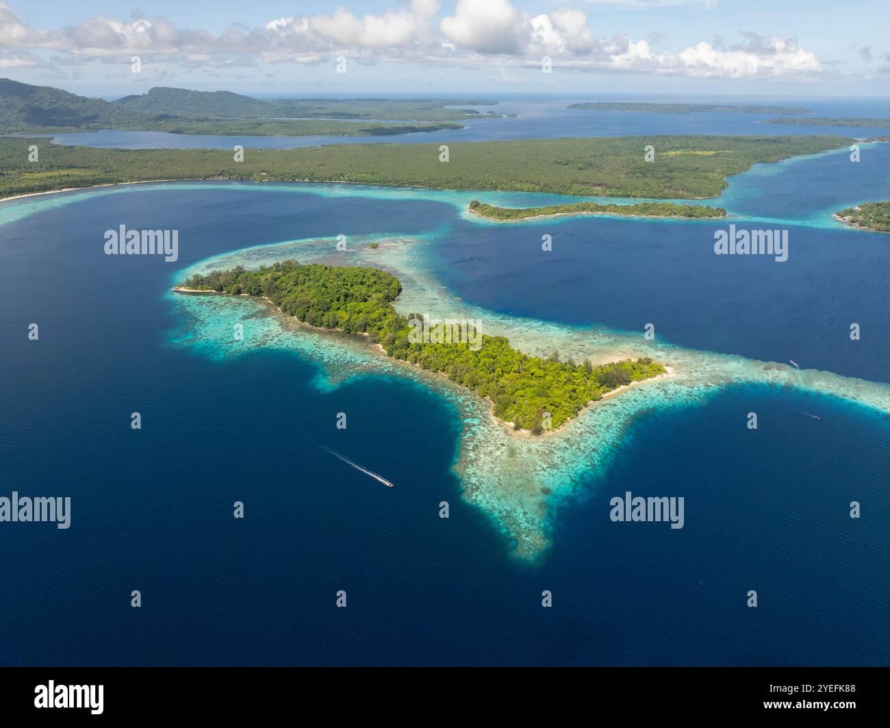 Vista aerea delle Isole Russell e delle Isole Salomone Foto Stock