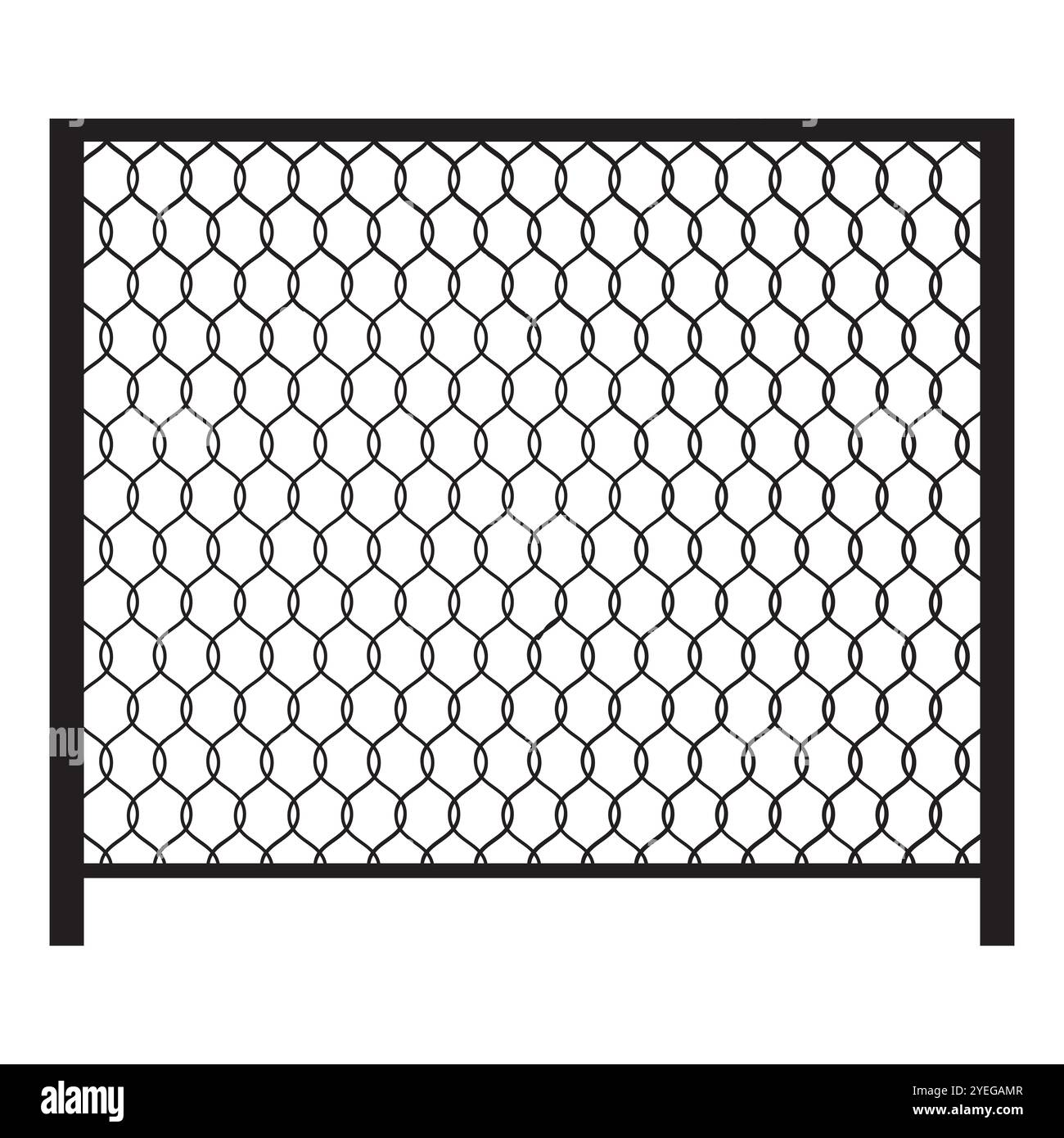 Icona del pannello Fence. Vettore della rete metallica. Simbolo della griglia di protezione. Profilo della recinzione delle maglie della catena. Illustrazione Vettoriale