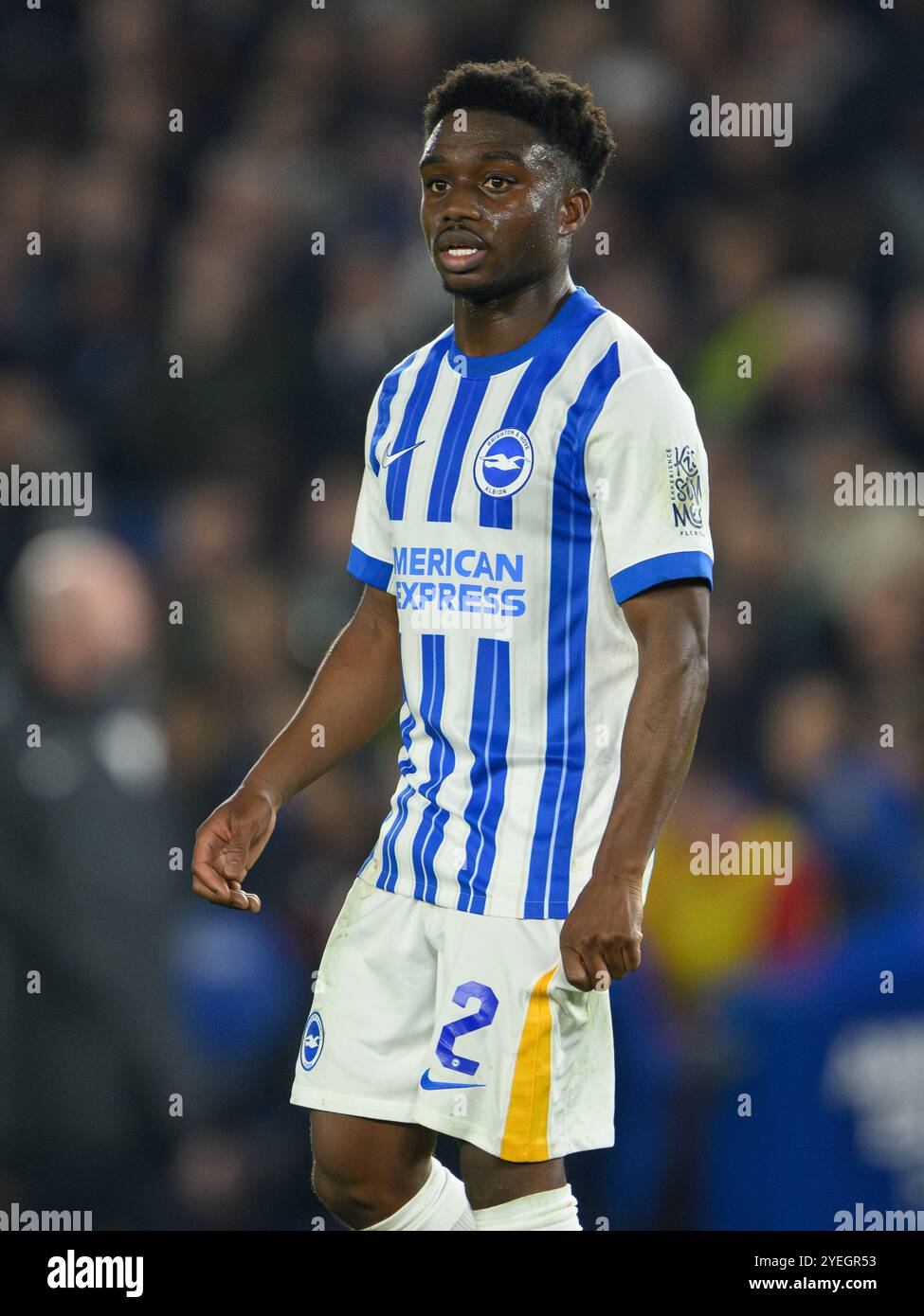 Brighton, Regno Unito. 21 settembre 2024. Brighton, Inghilterra - ottobre 30: Tariq Lamptey di Brighton & Hove Albion durante la partita della Carabao Cup 2024/25 tra Brighton & Hove Albion FC e Liverpool FC all'Amex Stadium il 30 ottobre 2024 a Brighton, Inghilterra. (David Horton/SPP) credito: SPP Sport Press Photo. /Alamy Live News Foto Stock