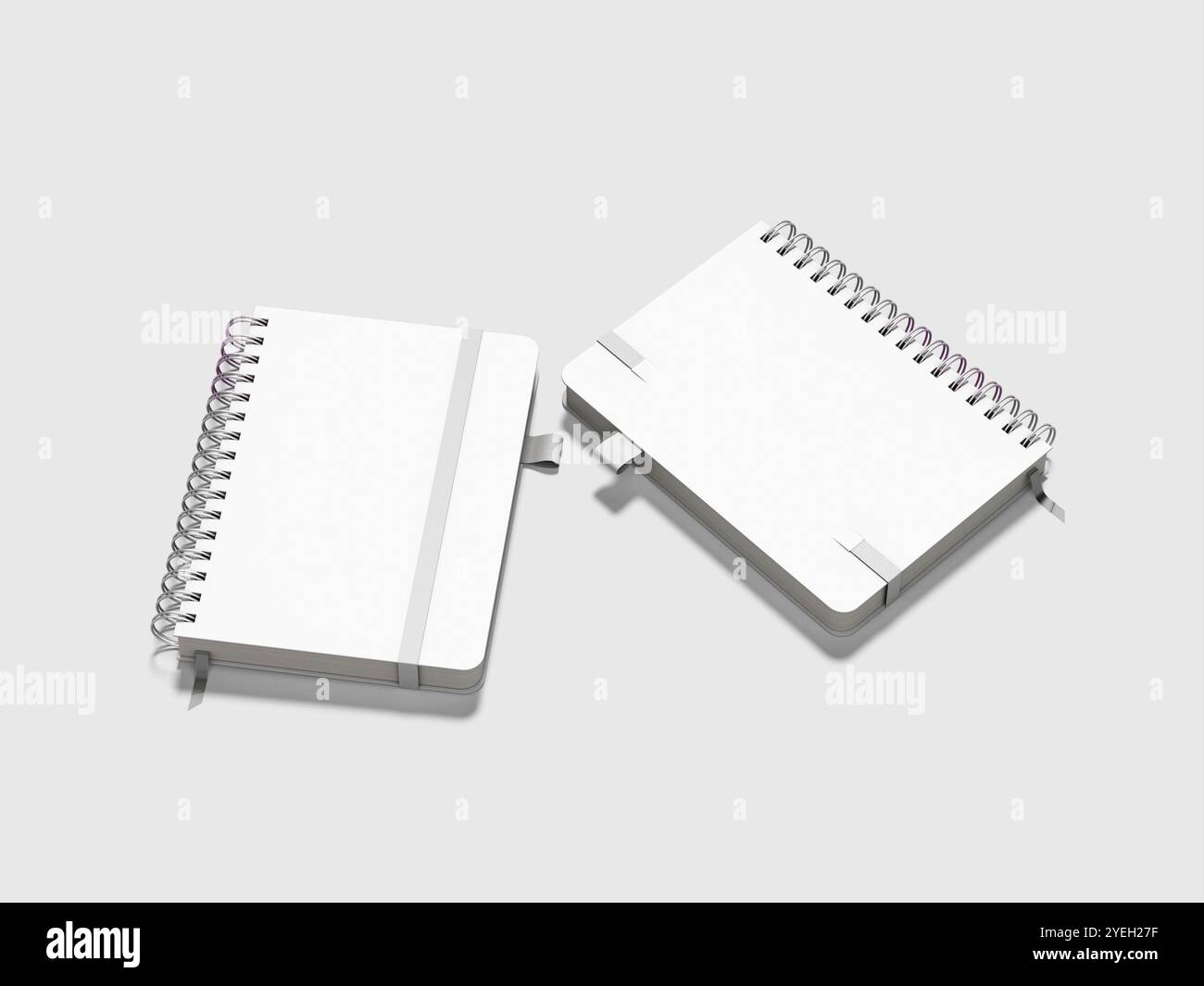 Rendering 3D realistico bianco bianco con anello a spirale Mockup Book Foto Stock