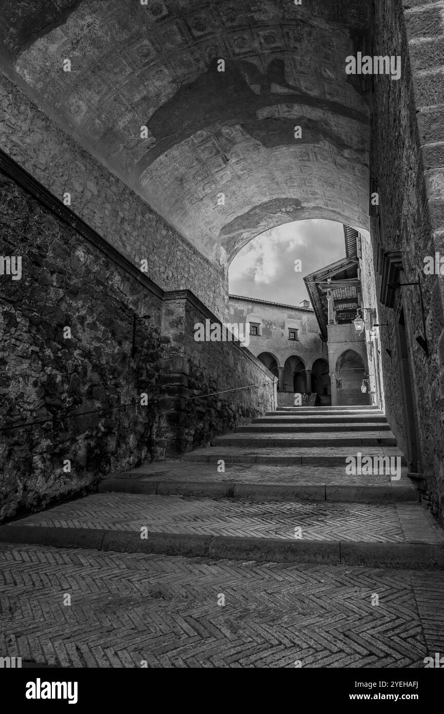Si trova nel comune di Bracciano e risale al XV secolo. Composto da tre cerchi di mura esterne, ha cinque torri, sopra Foto Stock Si trova nel comune di Bracciano e risale al XV secolo. Composto da tre cerchi di mura esterne, ha cinque torri, sopra Foto Stock