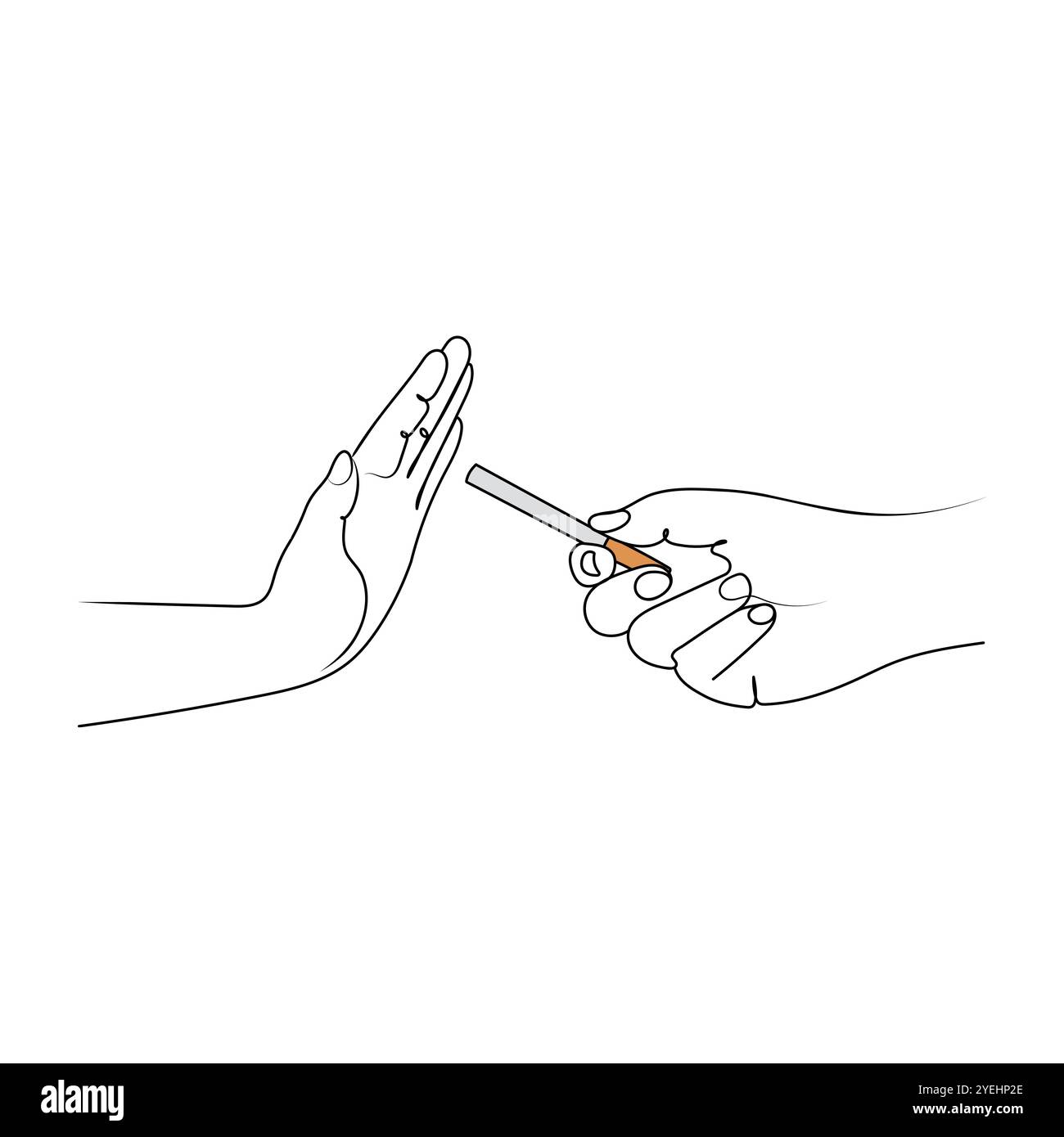 Smettere di fumare. Niente tabacco, sigarette. Disegno grafico. Illustrazione vettoriale disegnata a mano. Illustrazione Vettoriale