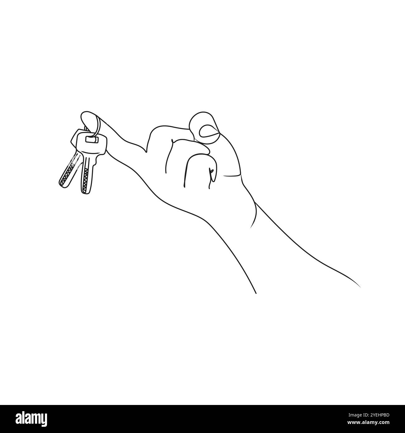 Mano che tiene le chiavi. Disegno grafico. Il concetto di vendita immobiliare. Illustrazione vettoriale disegnata a mano. Illustrazione Vettoriale