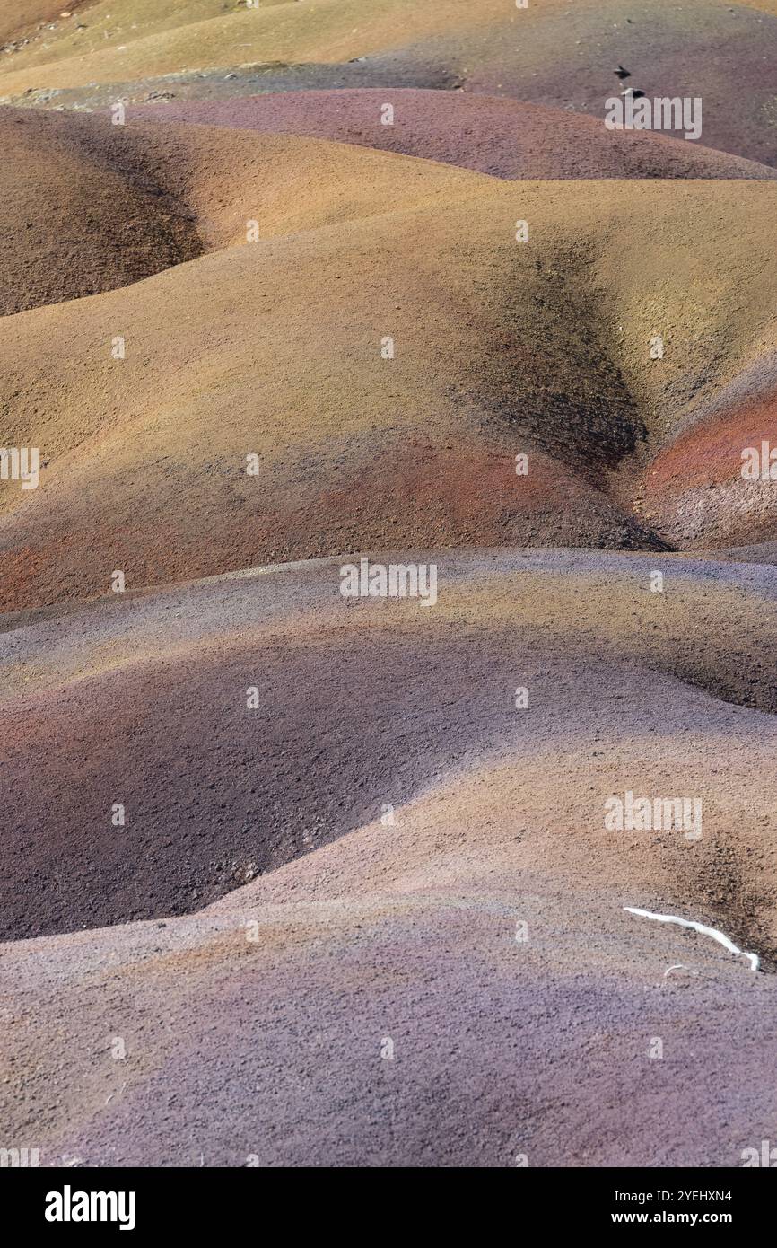Terra di sette colori, terra di sette colori, minerali, Geopark, Terres des couleurs, Chamarel, Oceano Indiano, Isola, Mauritius, Africa Foto Stock