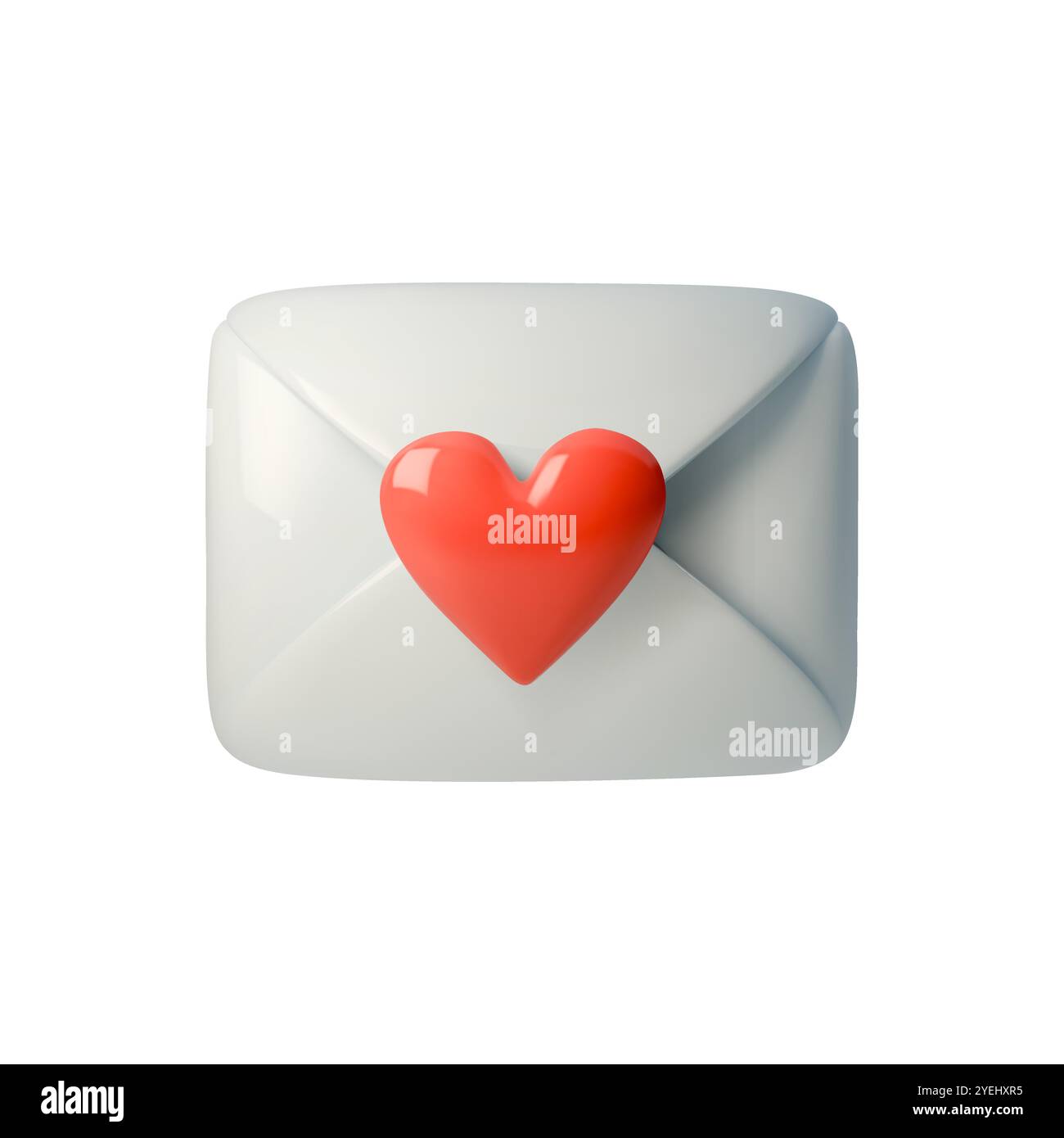 Illustrazione vettoriale 3D di una busta chiusa con cartoncino con cuore rosso. Simbolo semplice e romantico perfetto per l'amore, San Valentino, messaggi, o. Illustrazione Vettoriale