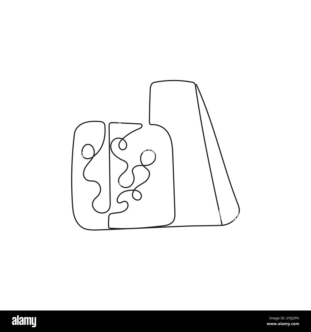 Formaggio forato in un unico disegno continuo. Latticini, prodotti lattiero-caseari. Illustrazione vettoriale disegnata a mano. Illustrazione Vettoriale