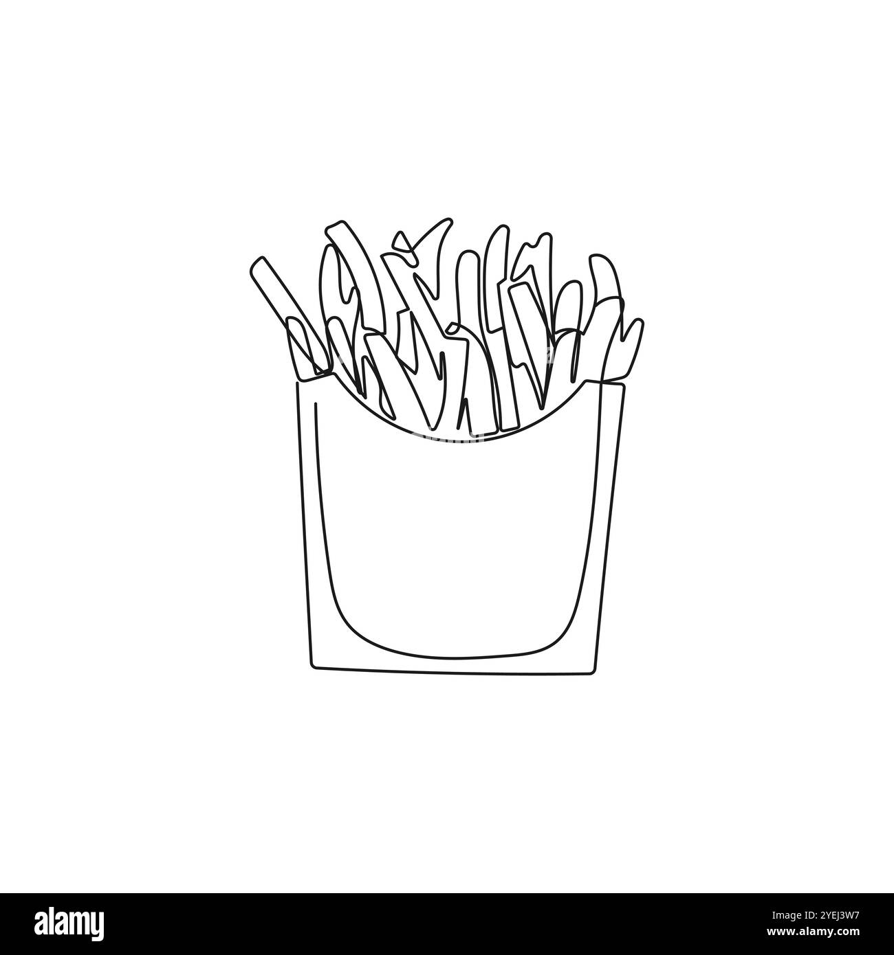 Patatine fritte in stile disegno a una linea. Bastoncini di patate fritte. Illustrazione vettoriale disegnata a mano. Illustrazione Vettoriale