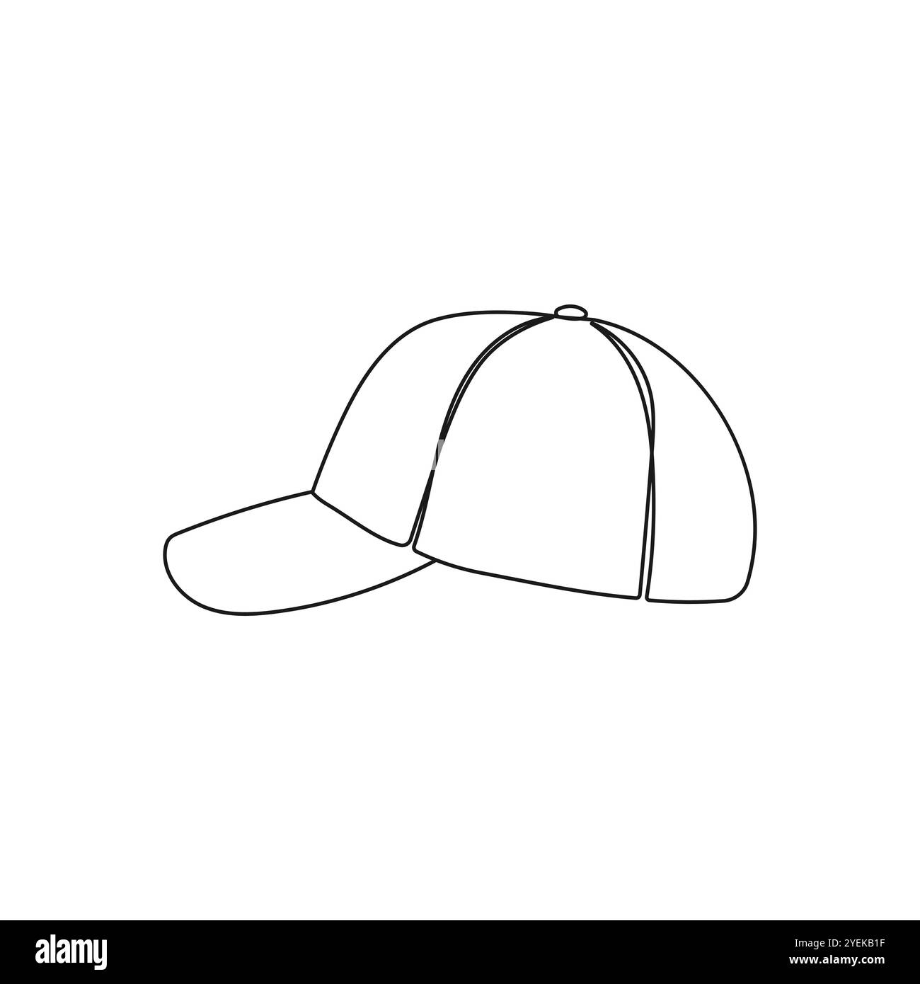 Cappellino da baseball. Cappello sportivo. Accessorio da viaggio, abbigliamento da trekking. Un disegno a linea continua. Illustrazione vettoriale disegnata a mano. Illustrazione Vettoriale