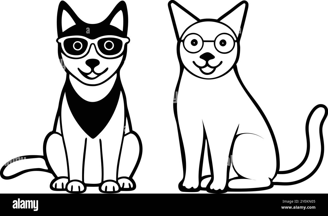 Illustrazione vettoriale di un cane con un amico su sfondo bianco Illustrazione Vettoriale