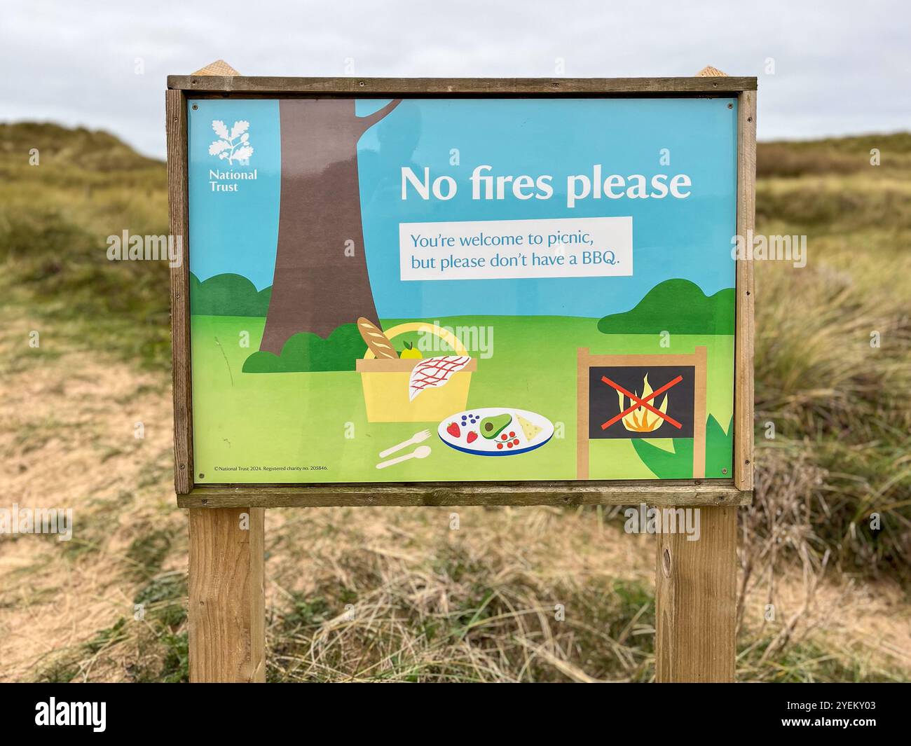 Nessun cartello antincendio a Formby UK - Immagine stock catturata con smartphone
