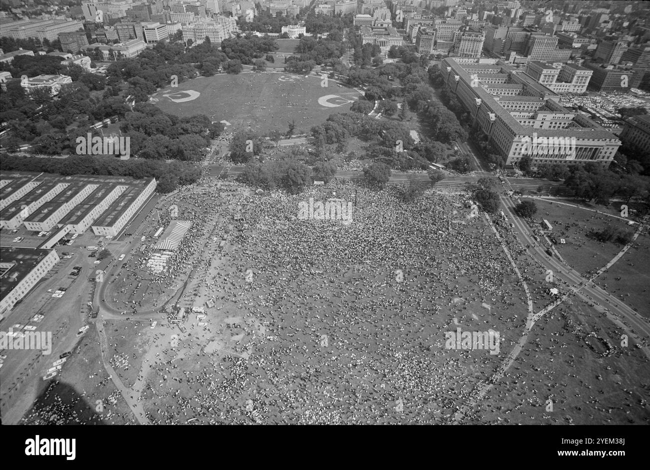 Vista aerea, guardando a nord dal monumento a Washington, della marcia su Washington. STATI UNITI. 28 agosto 1963 Foto Stock
