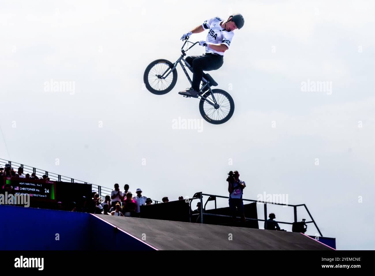 Marcus Christopher (USA) partecipa alla finale Cycling BMX Freestyle Men's Park Foto Stock