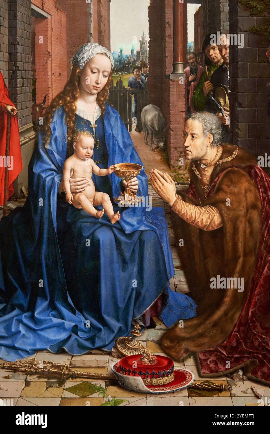 Dettaglio, The Adoration of the Kings, 1510-1515, Jan Gossaert (Jean Gossart) (attivo nel 1508; morto nel 1532), The National Gallery, Londra, Regno Unito Foto Stock