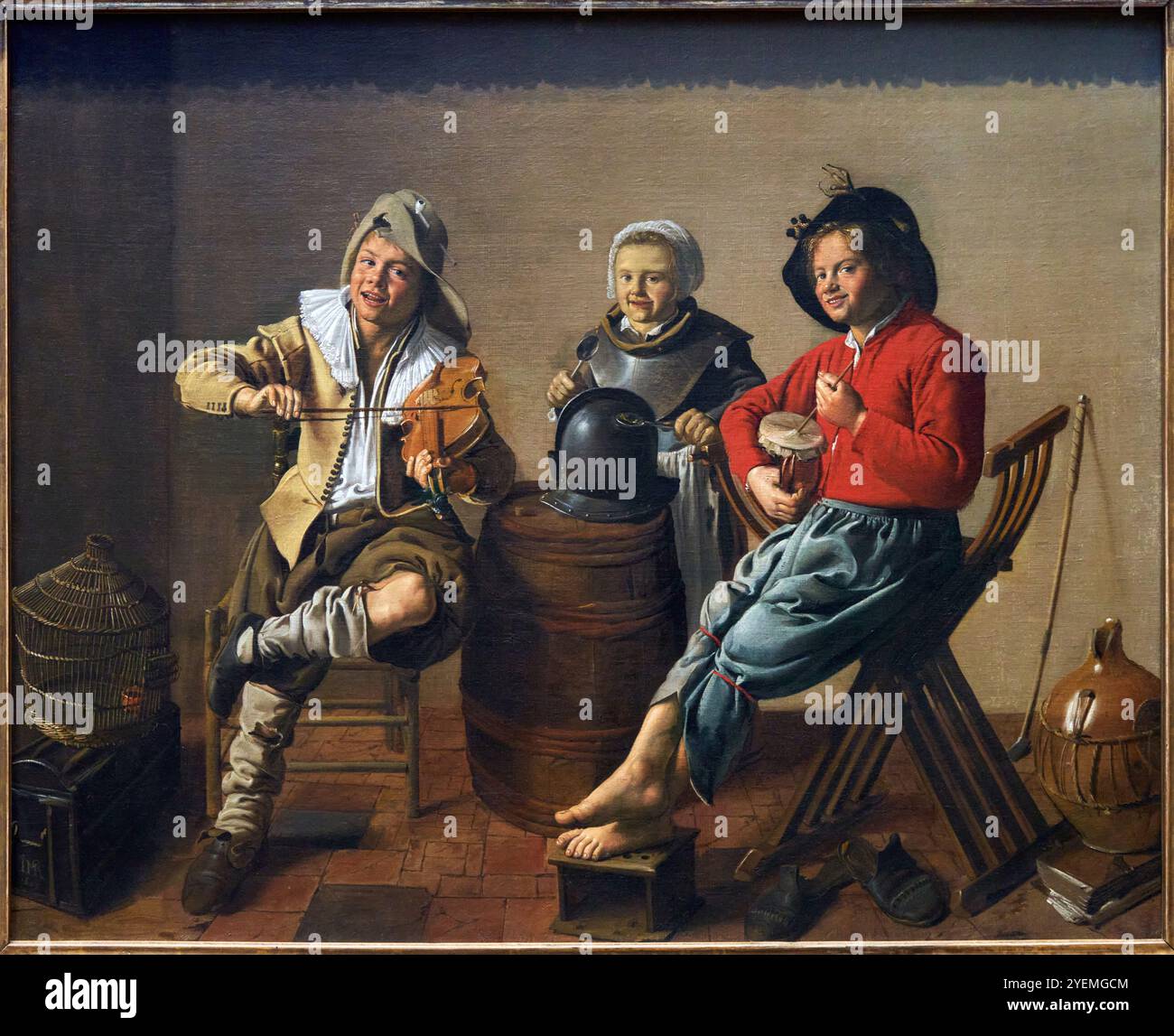 Two Boys and a Girl Making Music, 1629, Jan Miense Molenaer (circa 1610-1668), The National Gallery, Londra, Regno Unito Foto Stock