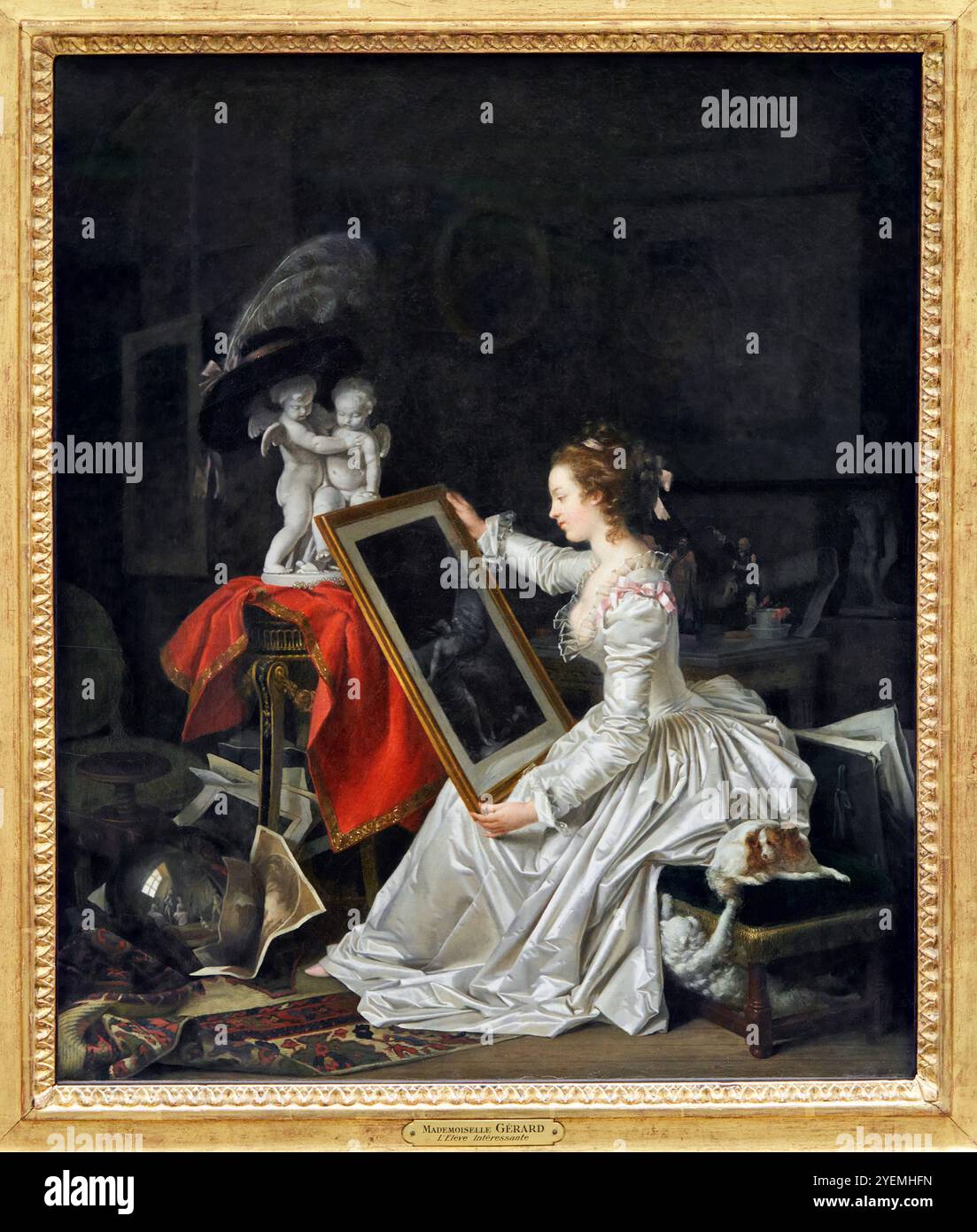 The Interestant Student, circa 1786, olio su tela, Marguerite GÉRARD, (1761 - 1837), con la collaborazione di Jean-Honoré FRAGONARD, Musée du Louvre Foto Stock