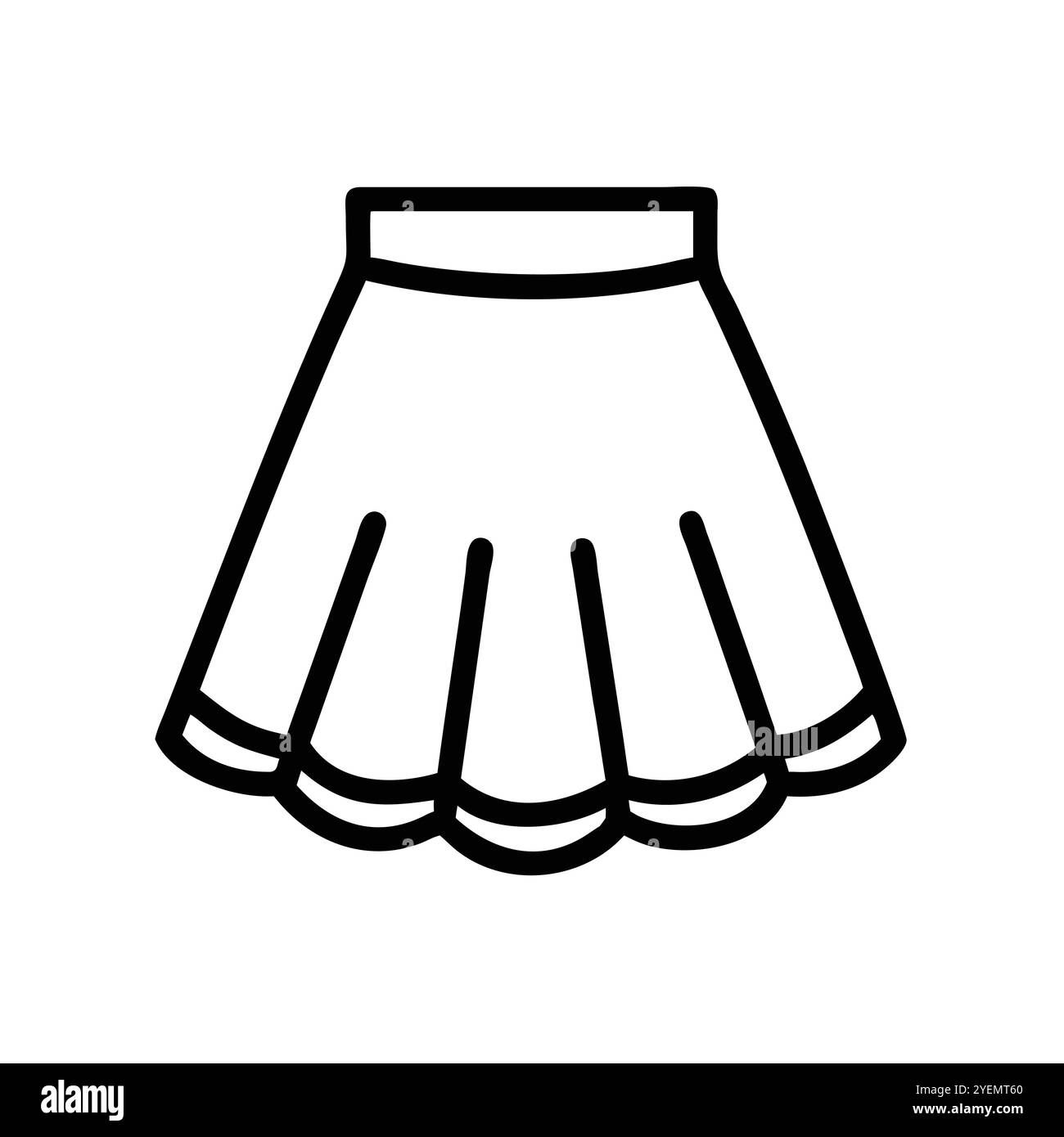 Icona contorno gonna a pieghe - illustrazione vettoriale di una gonna a pieghe con un bordo. Perfetto per grafica di moda e progetti di design. Illustrazione Vettoriale