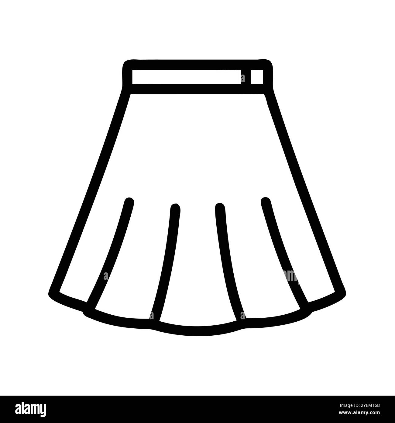 Icona contorno gonna a pieghe - illustrazione vettoriale di una gonna a pieghe con un bordo. Perfetto per grafica di moda e progetti di design. Illustrazione Vettoriale