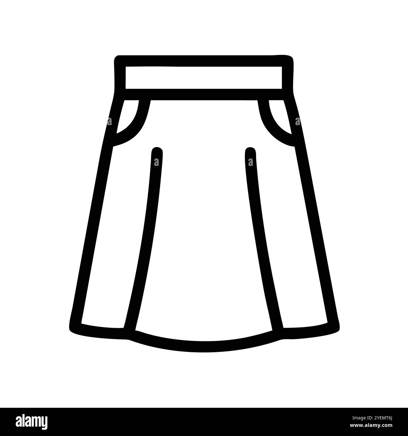 Icona contorno gonna a pieghe - illustrazione vettoriale di una gonna a pieghe con un bordo. Perfetto per grafica di moda e progetti di design. Illustrazione Vettoriale