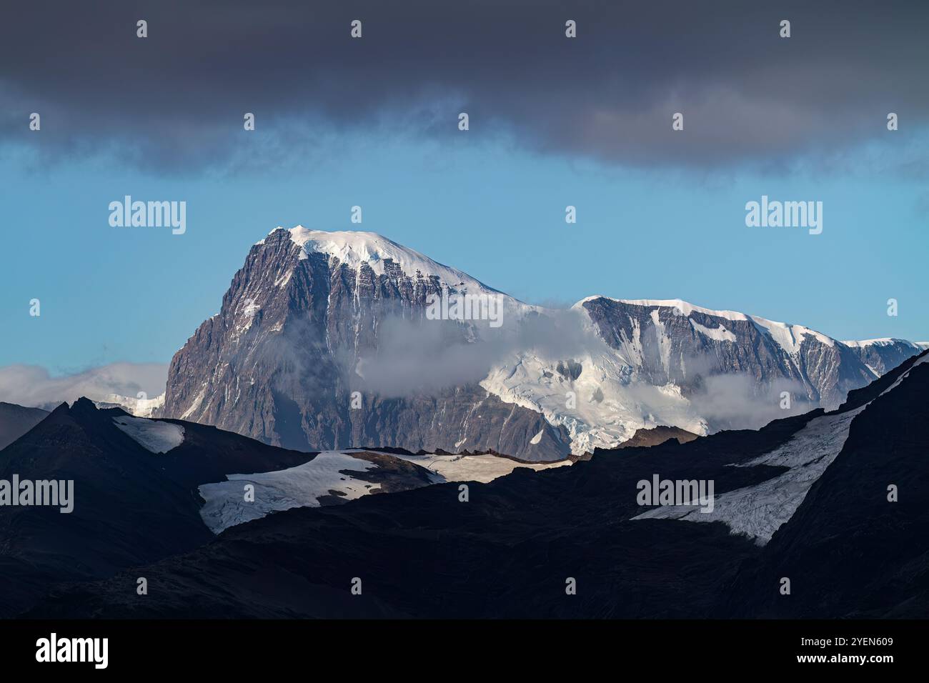 Vista di fortuna Bay sulla costa settentrionale della Georgia del Sud, sull'oceano meridionale. Foto Stock