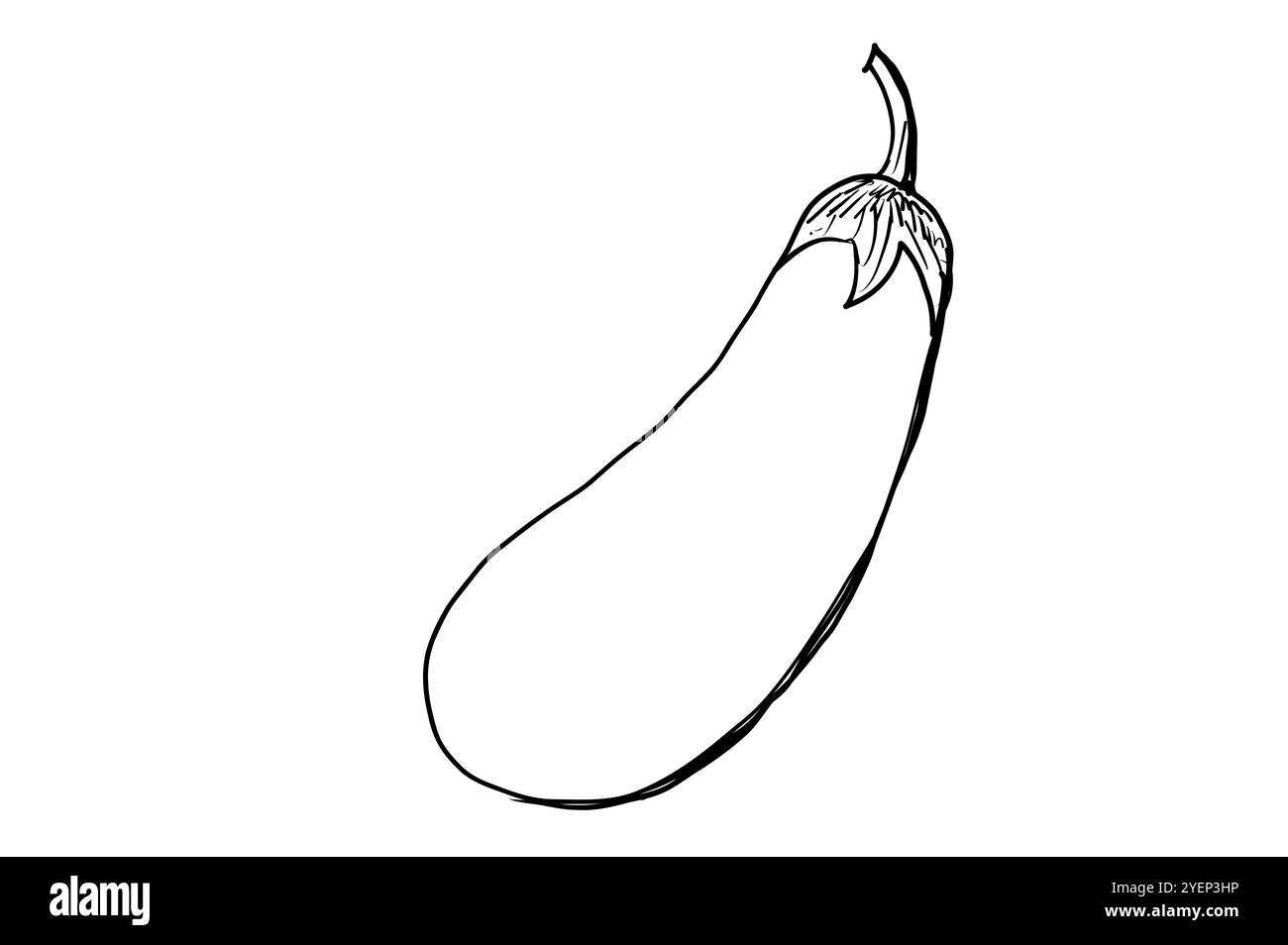 Disegno melanzane disegno continuo melanzane. illustrazione. Grafica con linee nere su sfondo bianco. Melanzane a cartoni animati isolate su sfondo bianco Foto Stock