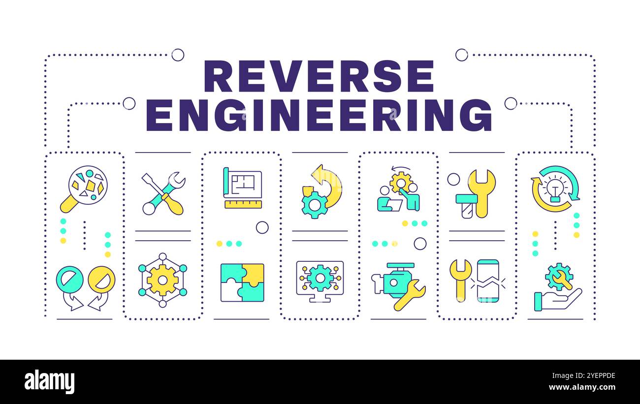 Concetto di parola di reverse engineering isolato su bianco Illustrazione Vettoriale