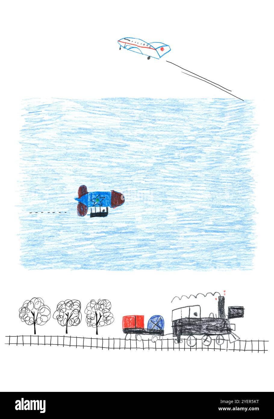 Treni e aerei Foto Stock