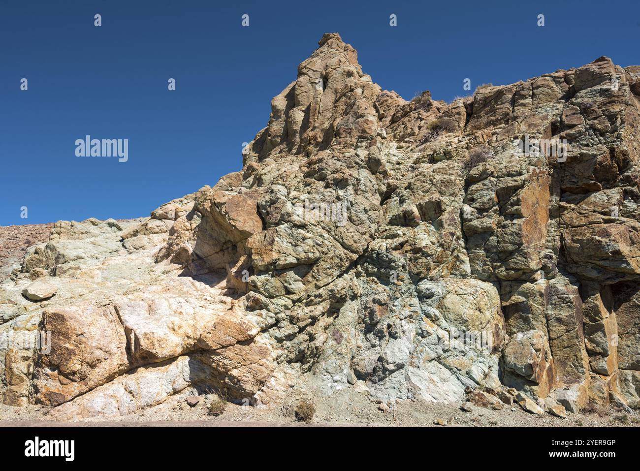 La roccia vulcanica formazione los Azulejos pietra nel Parco Nazionale del Teide Foto Stock