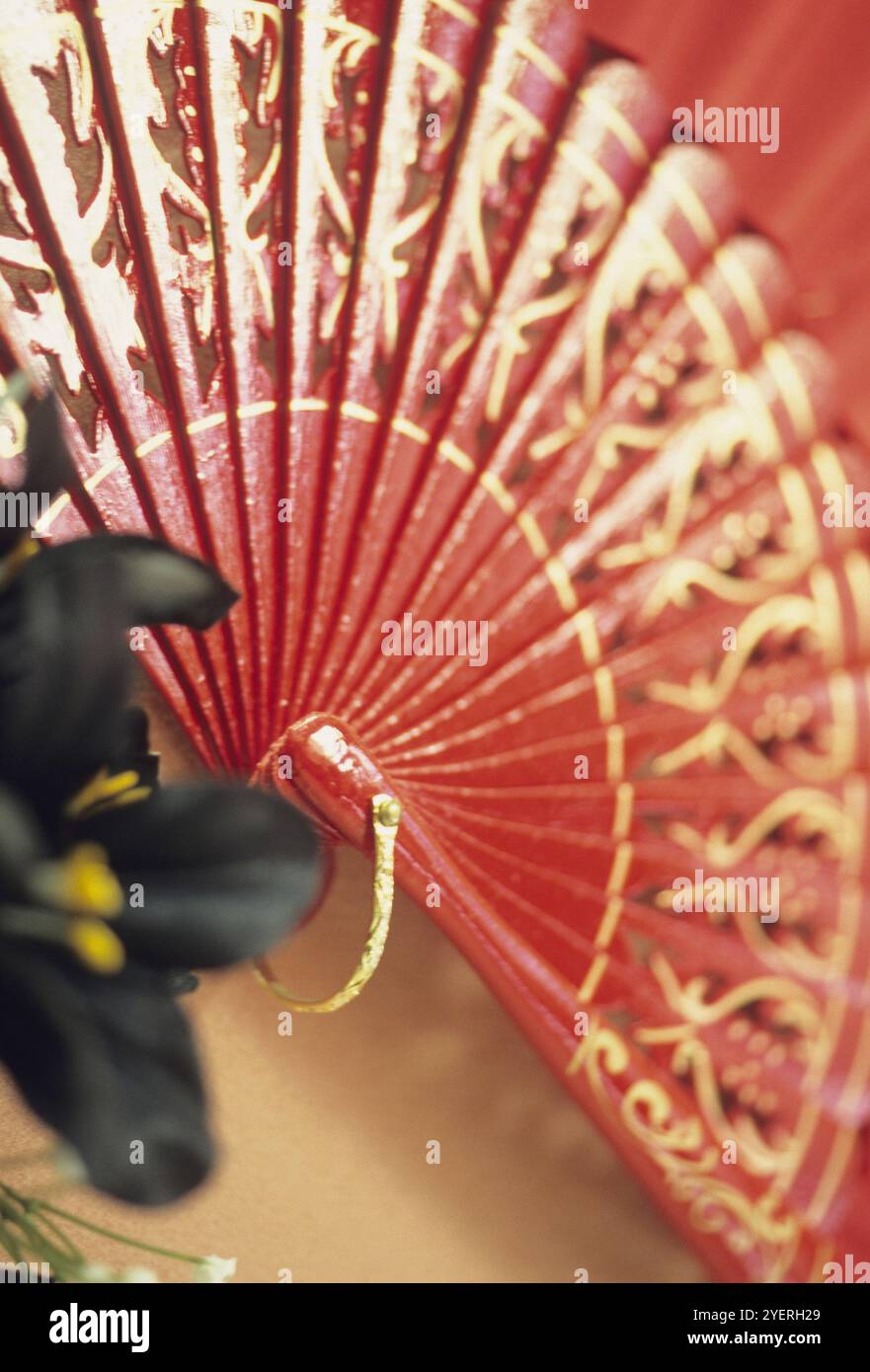 Ventola pieghevole rossa Foto Stock